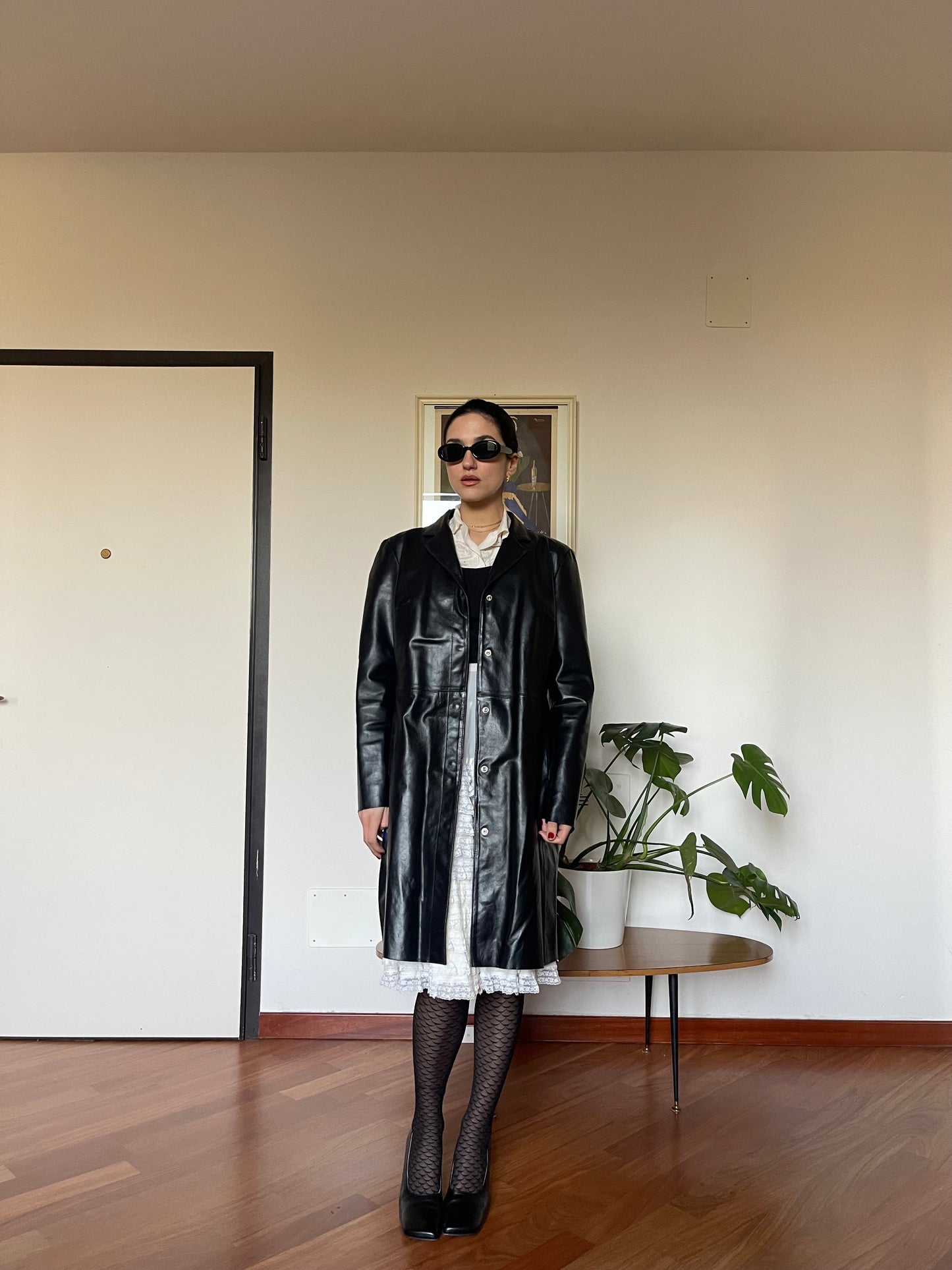 The leather coat