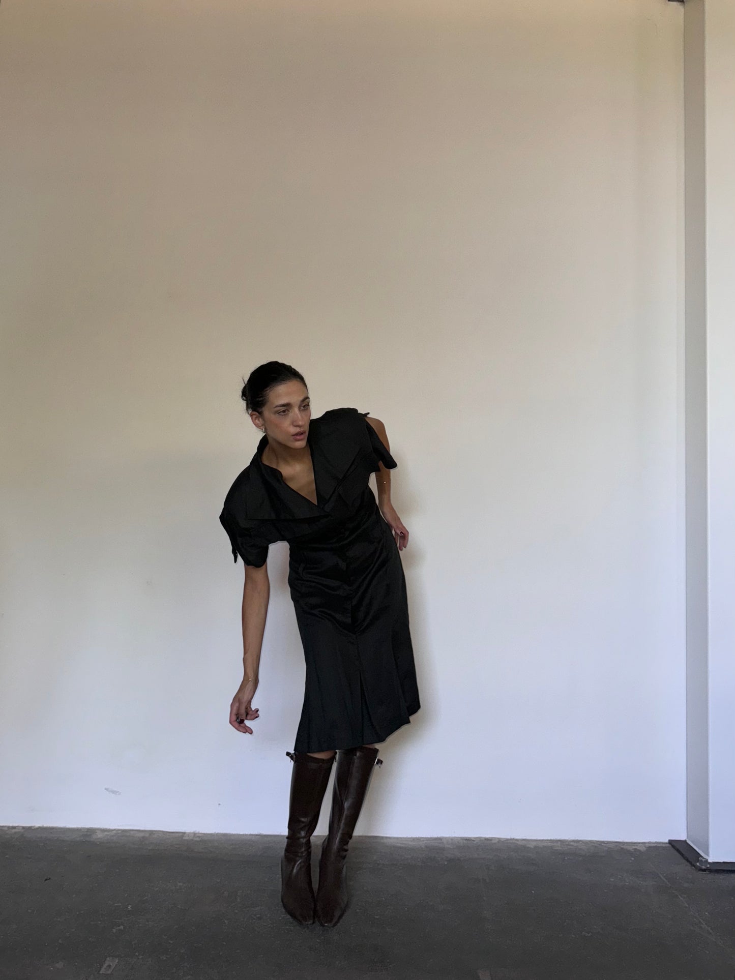 Black linen dress