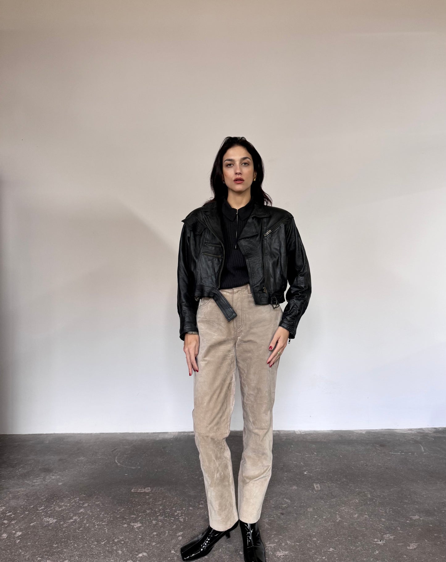 Mini leather chiodo