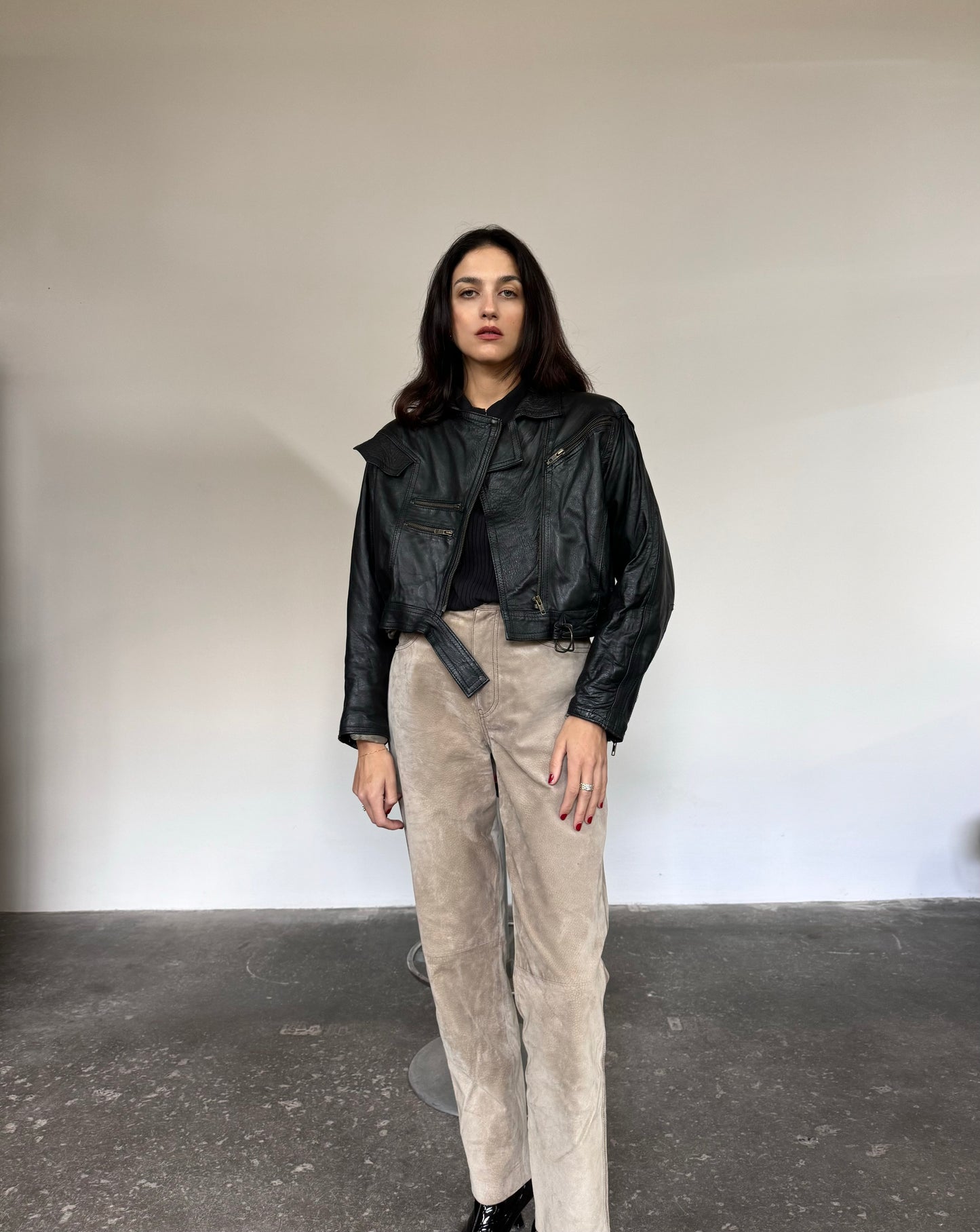Mini leather chiodo