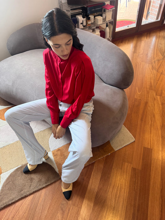 The cutest red silk shirt