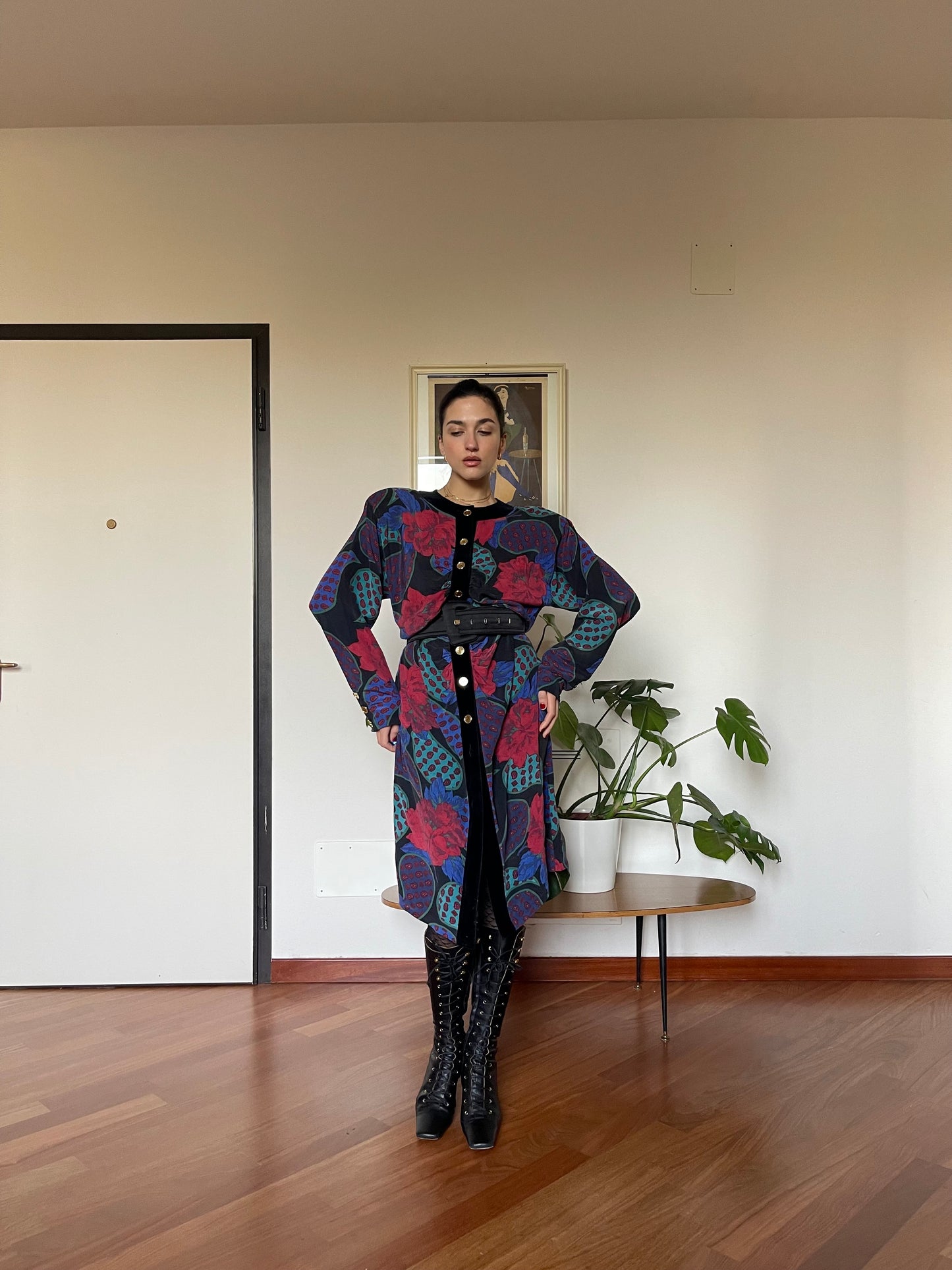 Roccobarocco silk & velvet dress