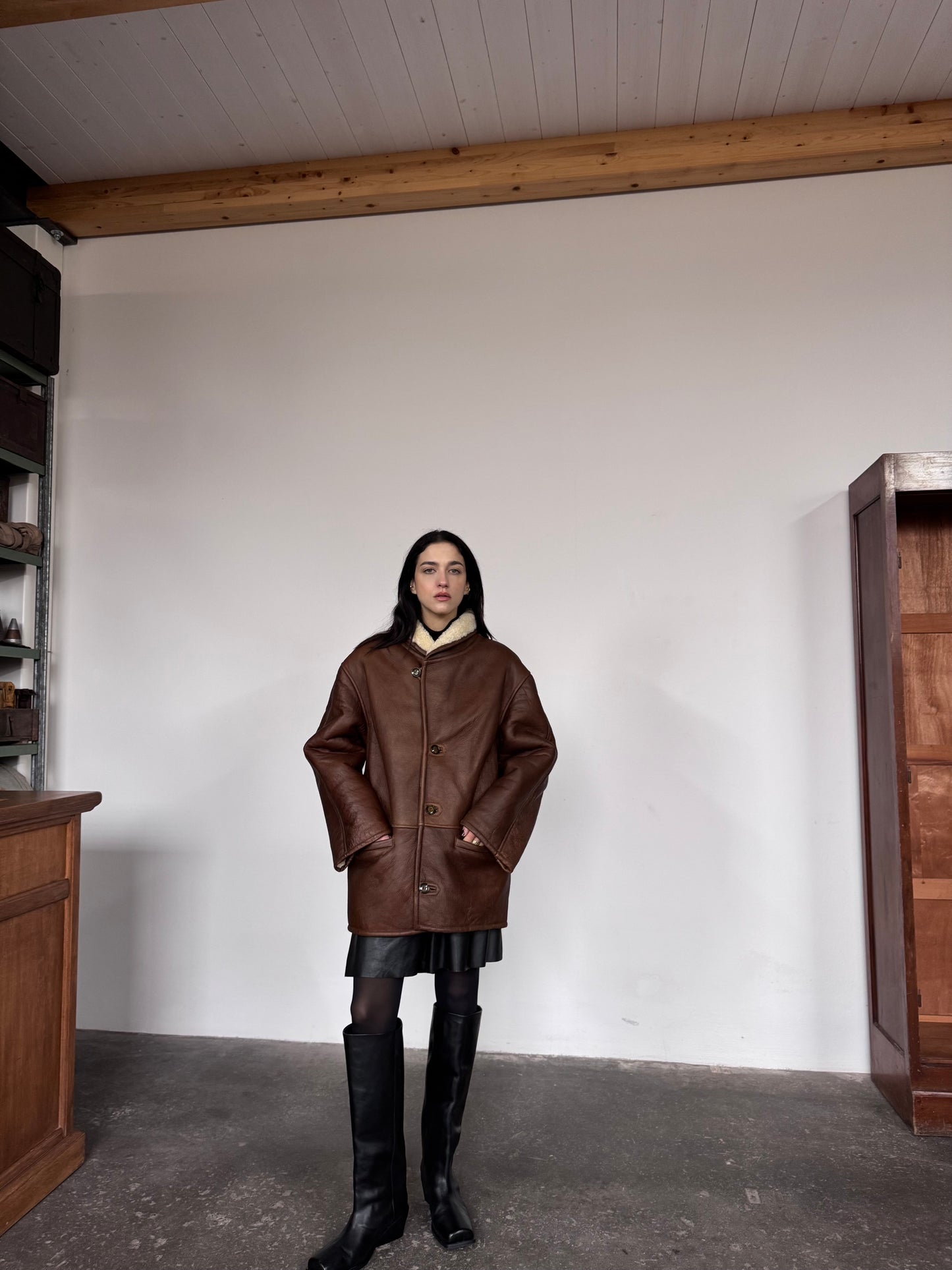 Tobacco shearling