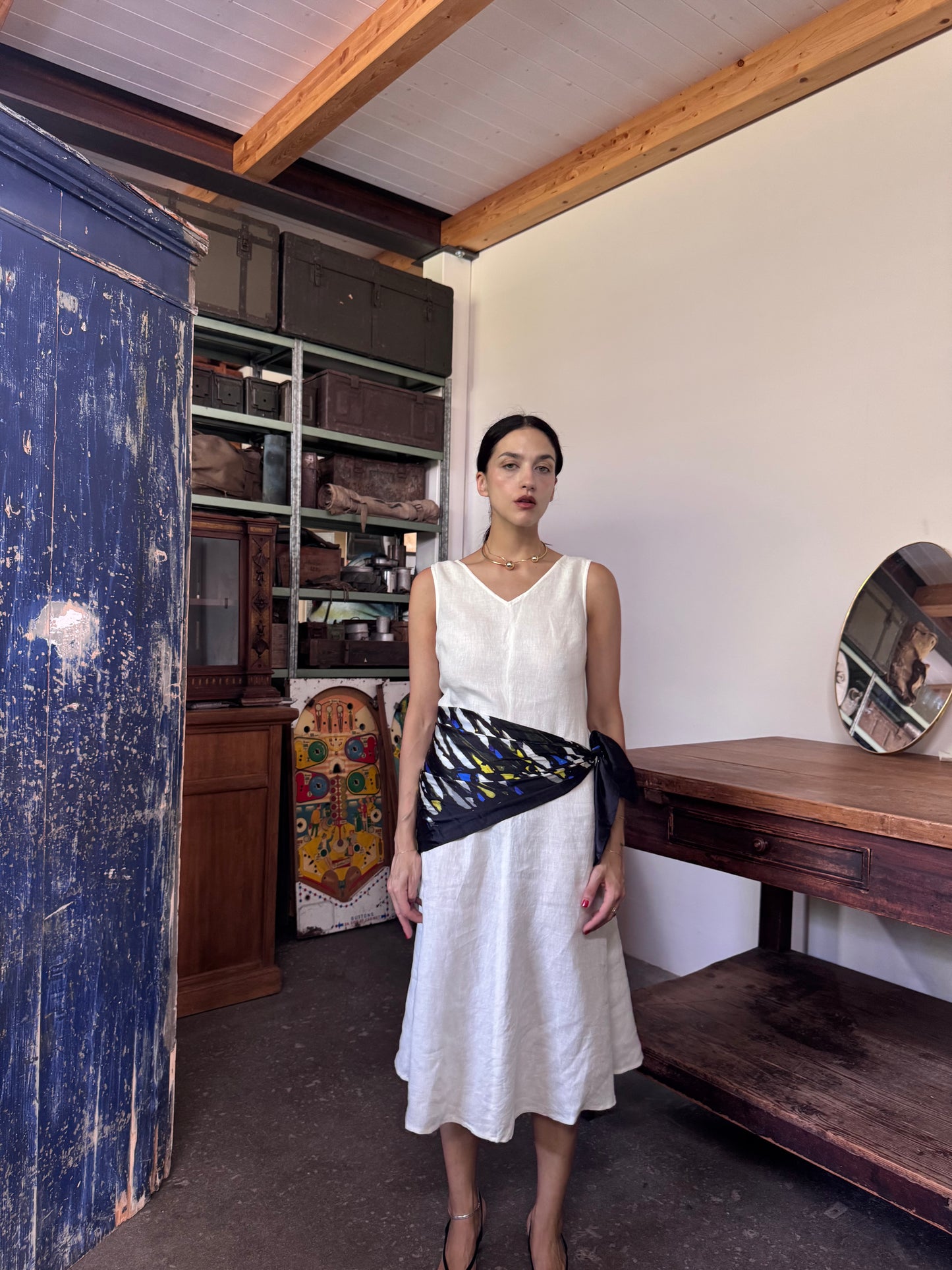 Necessario white linen dress