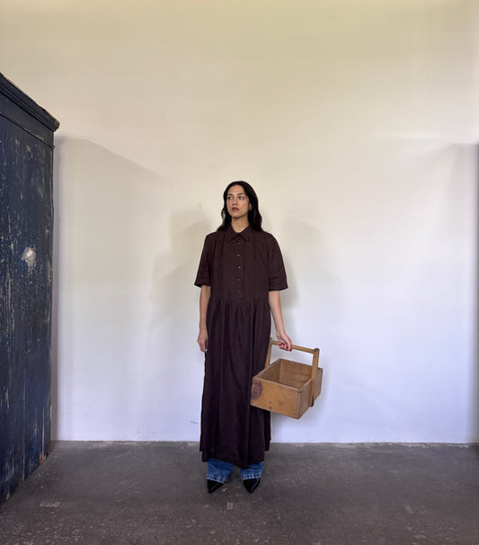 Brown linen dress