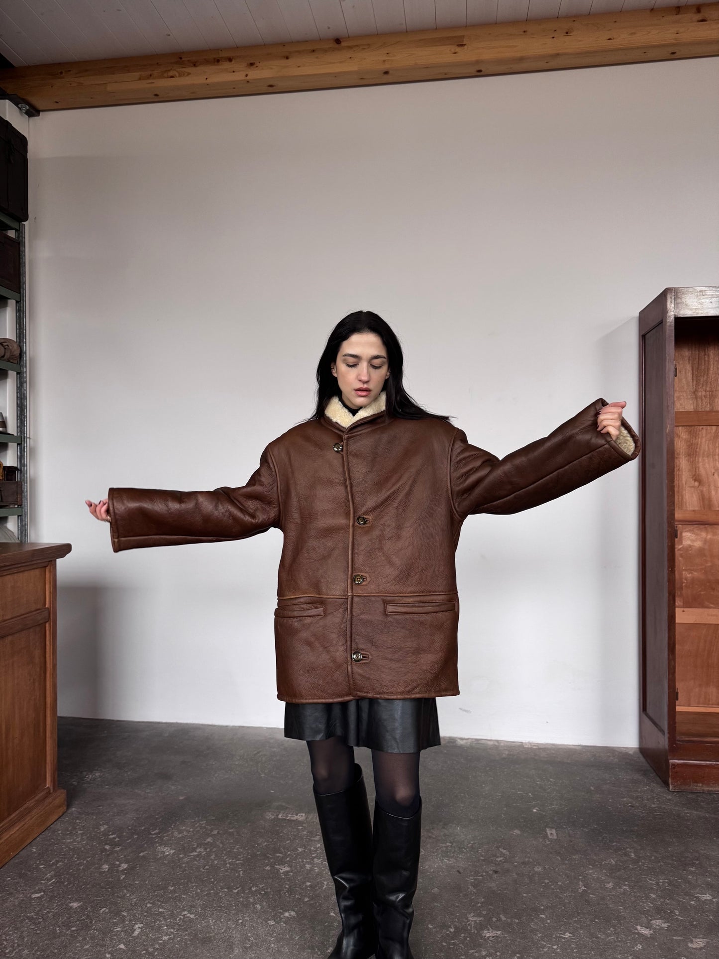 Tobacco shearling