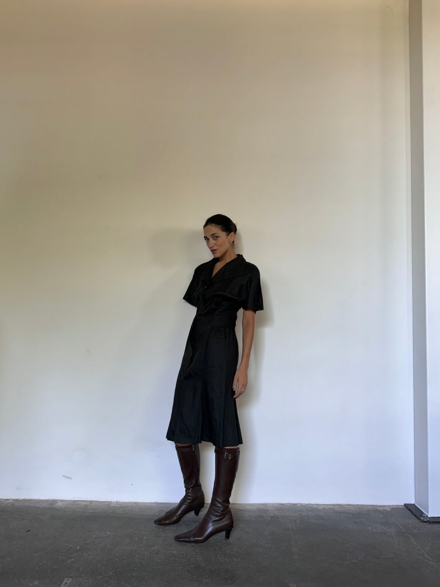 Black linen dress