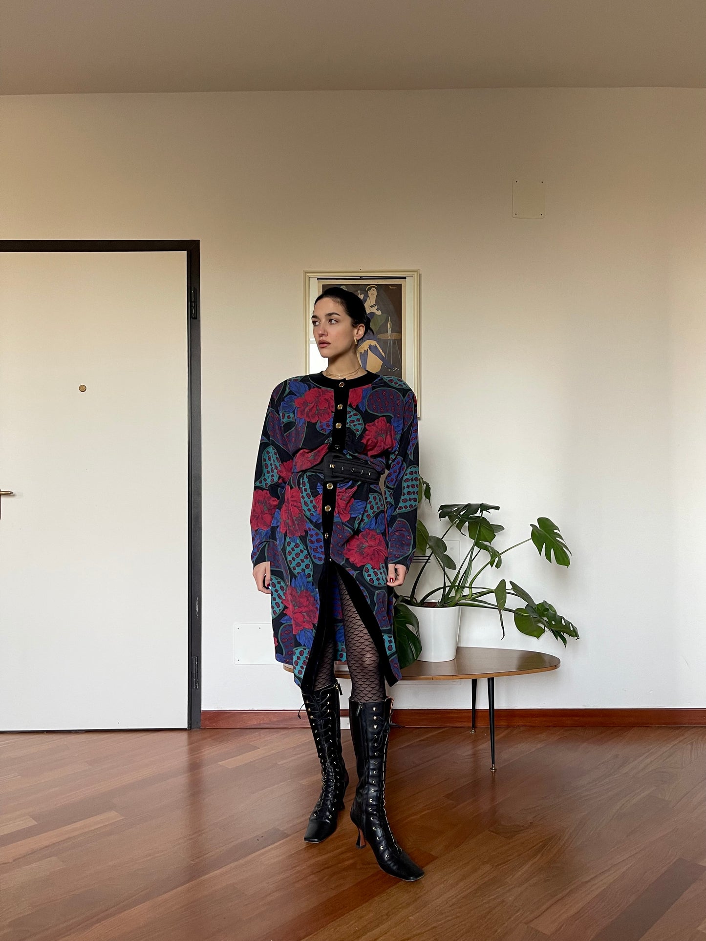 Roccobarocco silk & velvet dress