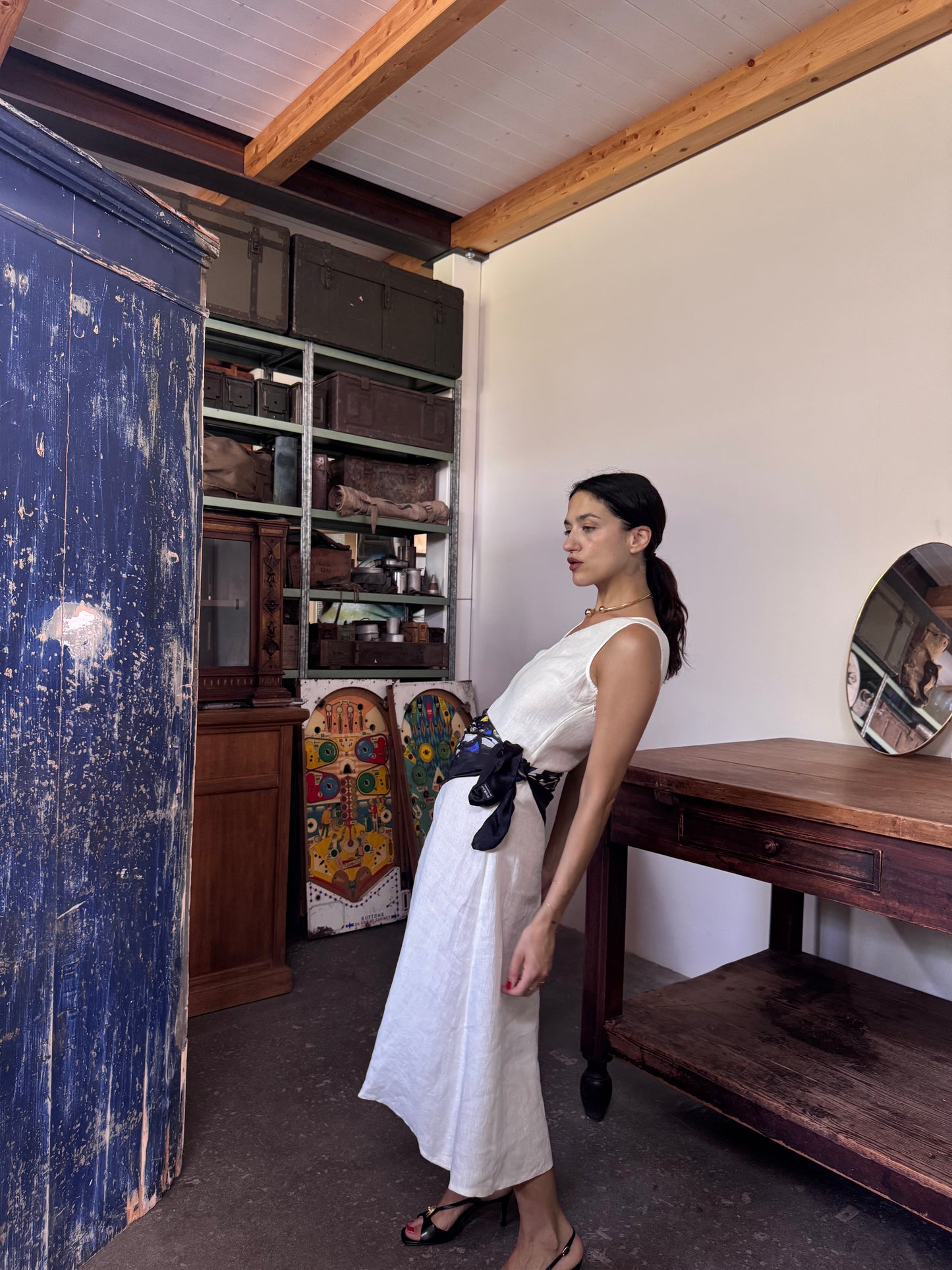 Necessario white linen dress