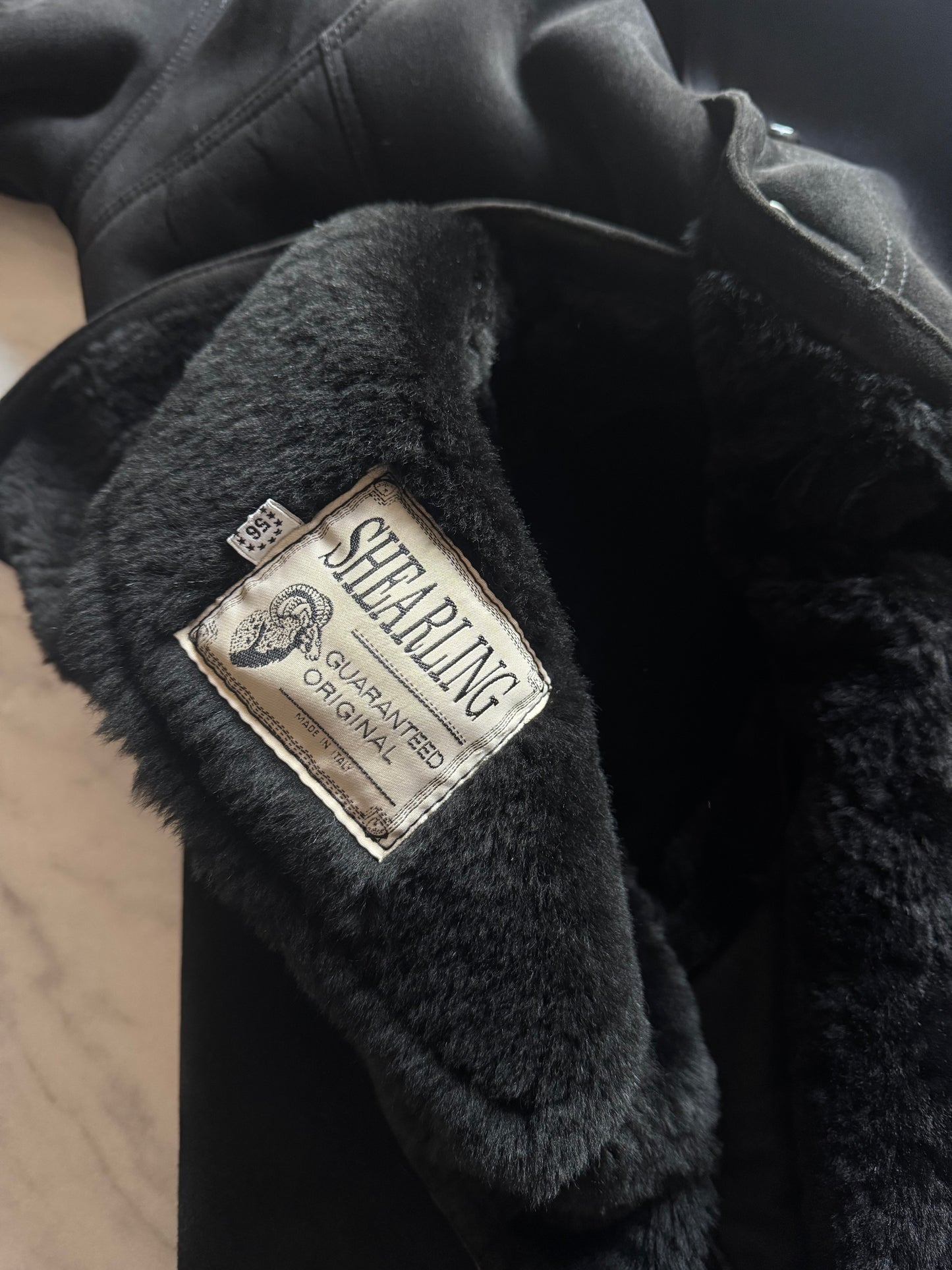 Black oversized original shearling