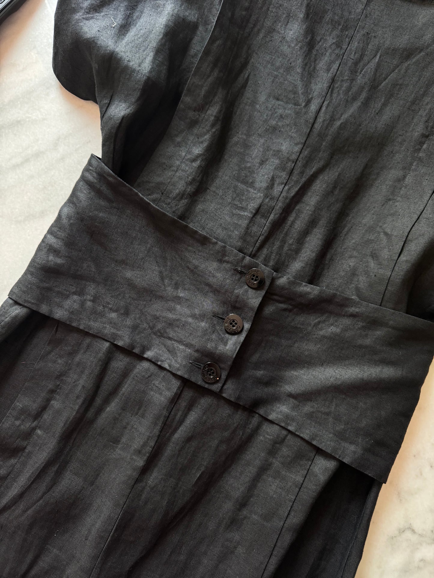 Black linen dress