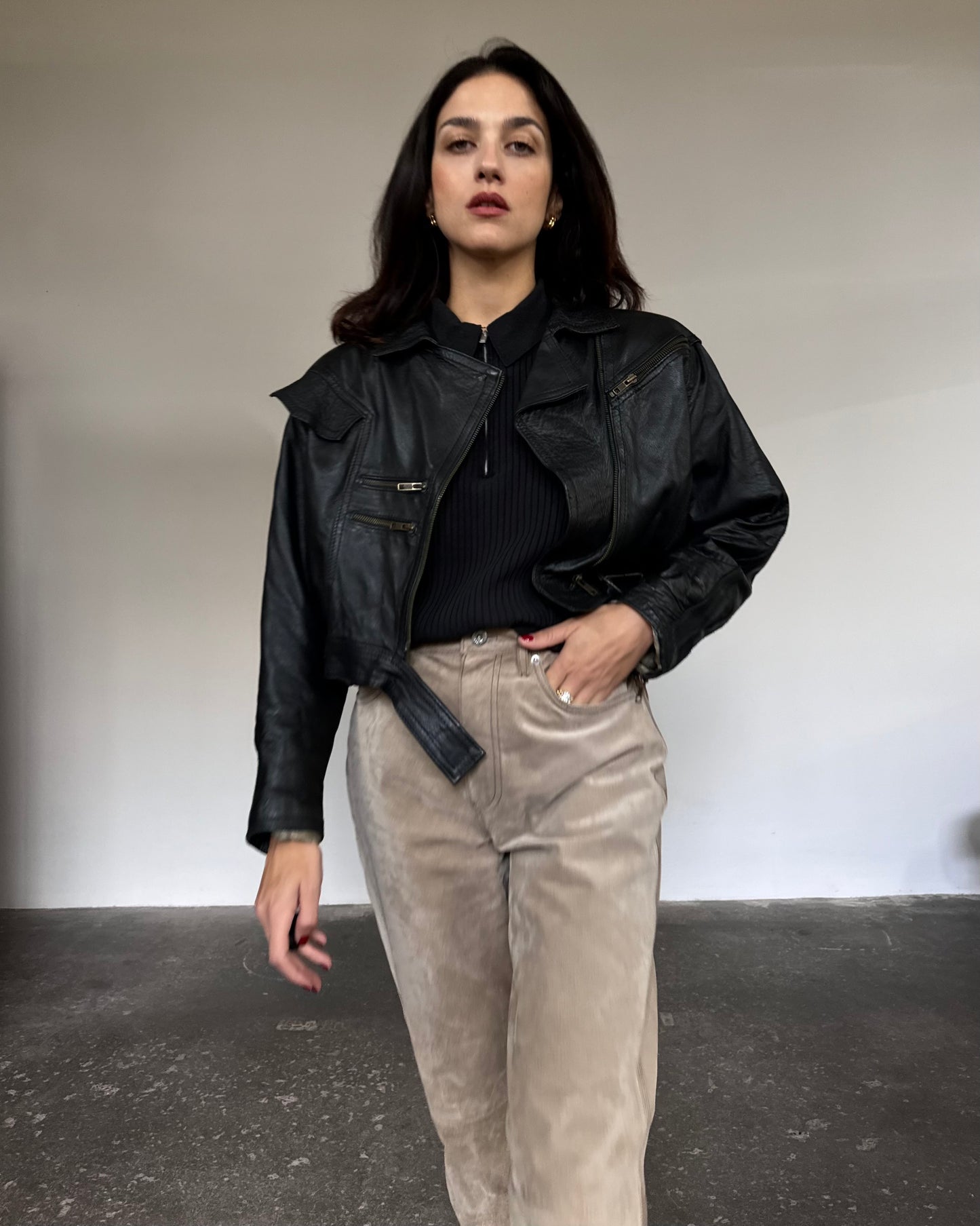 Mini leather chiodo