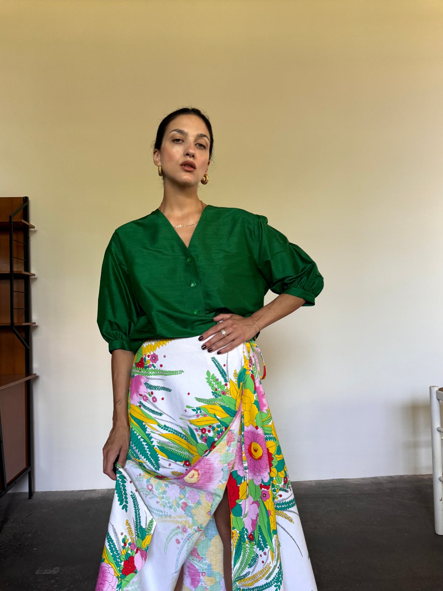 Cotton floral wraparound