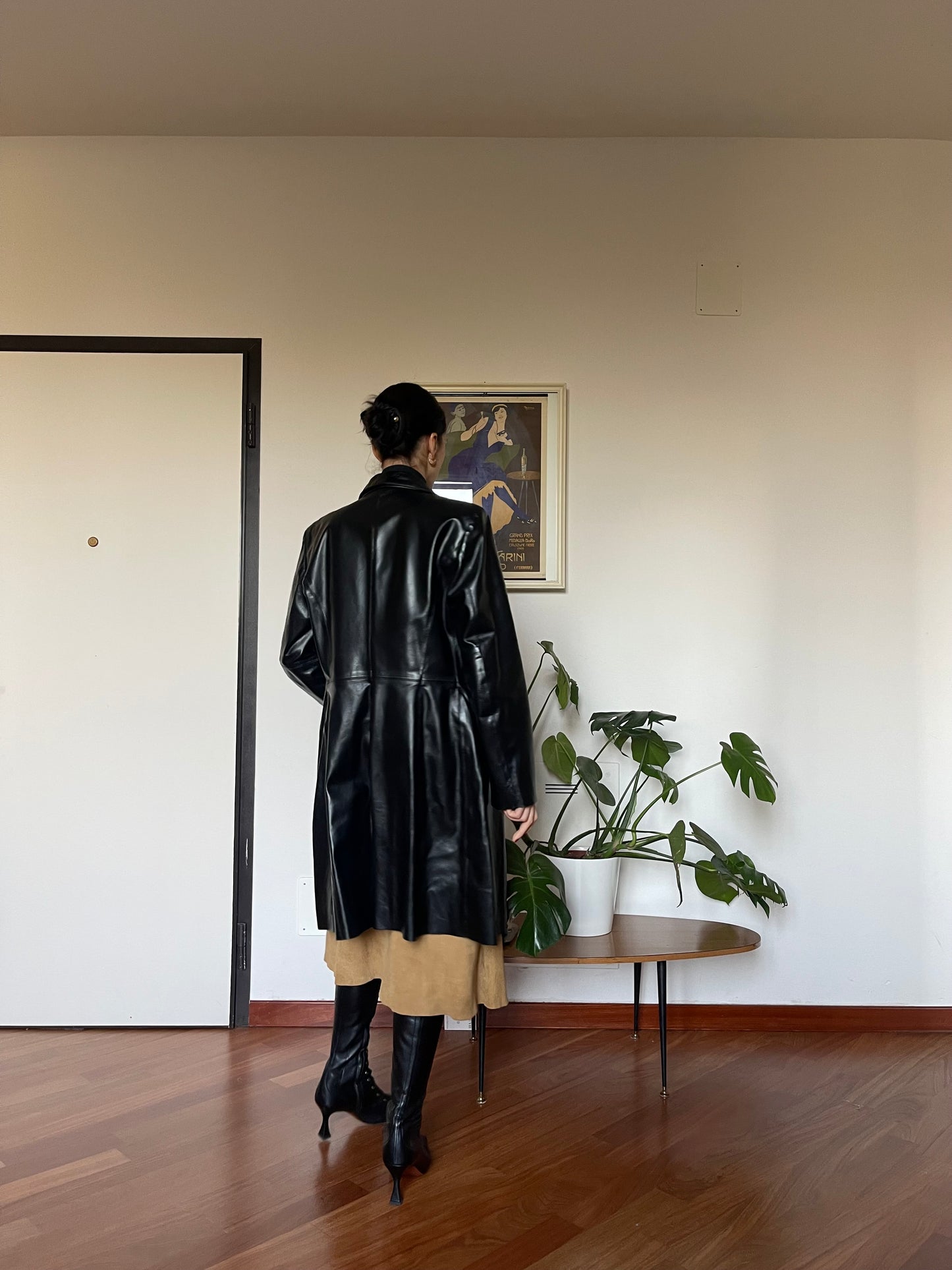 The leather coat