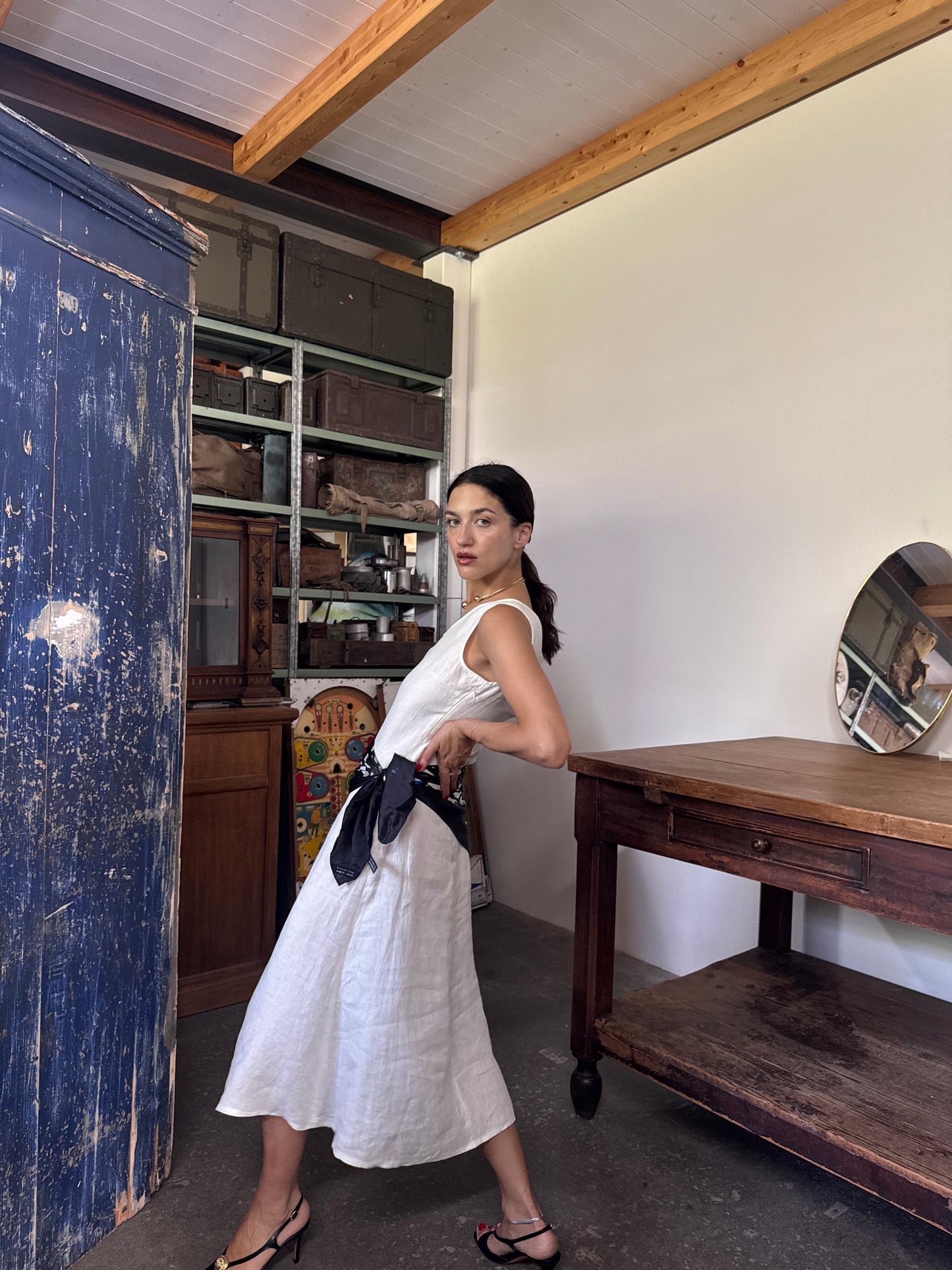 Necessario white linen dress