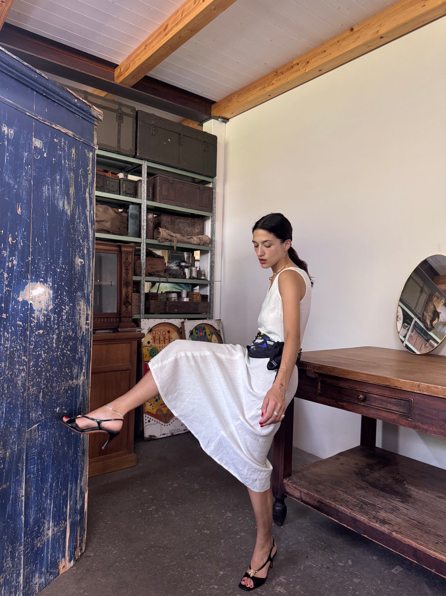 Necessario white linen dress