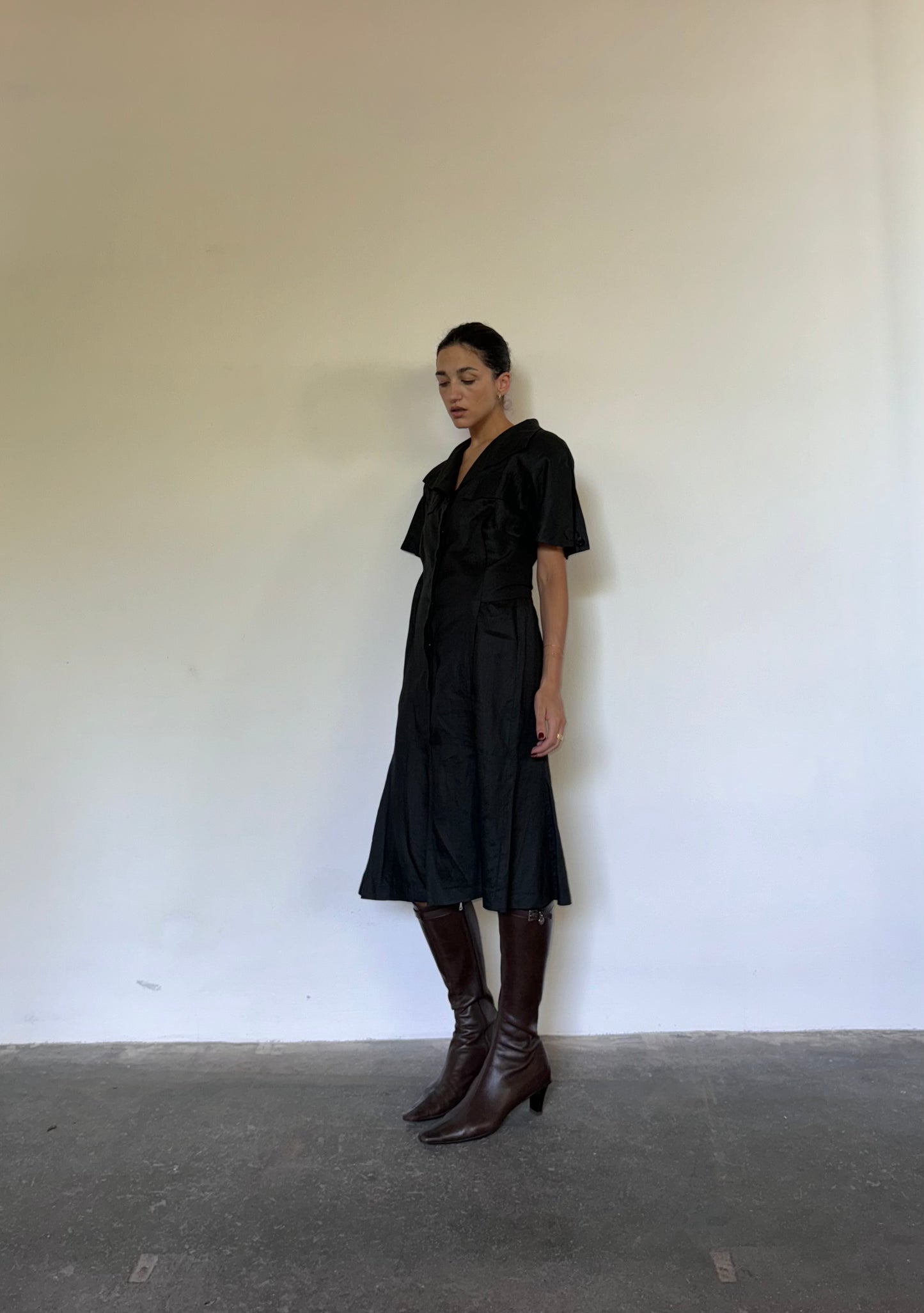 Black linen dress