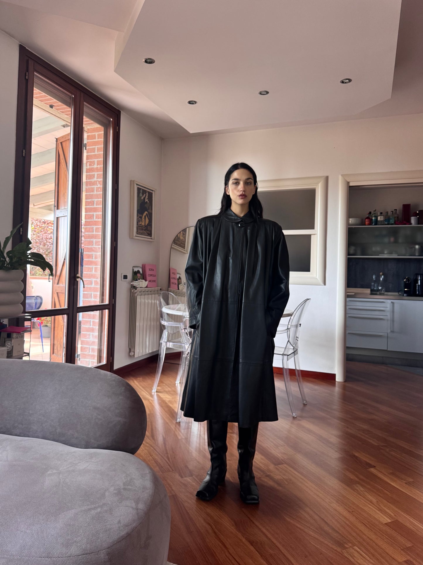 The long leather coat