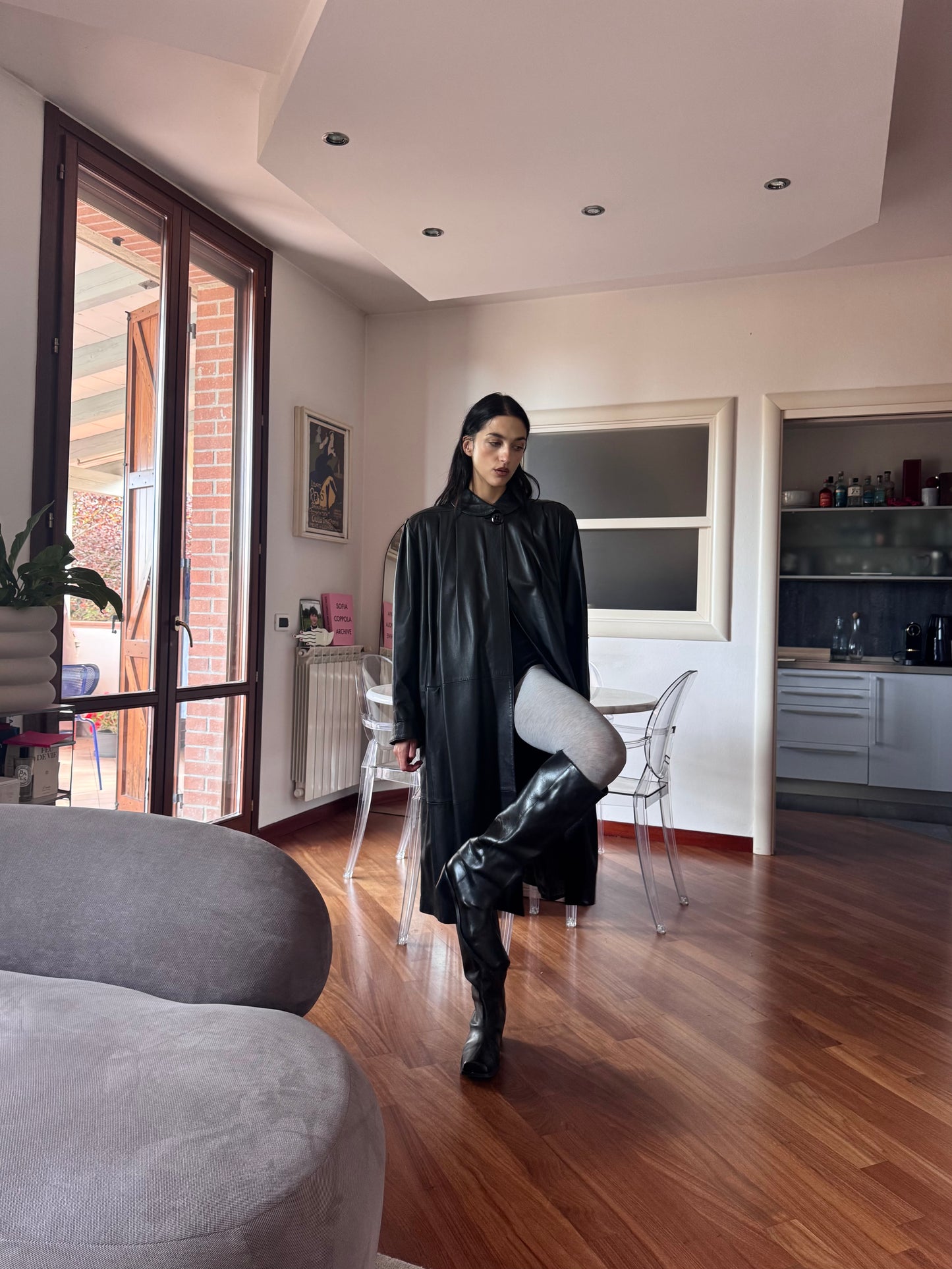 The long leather coat