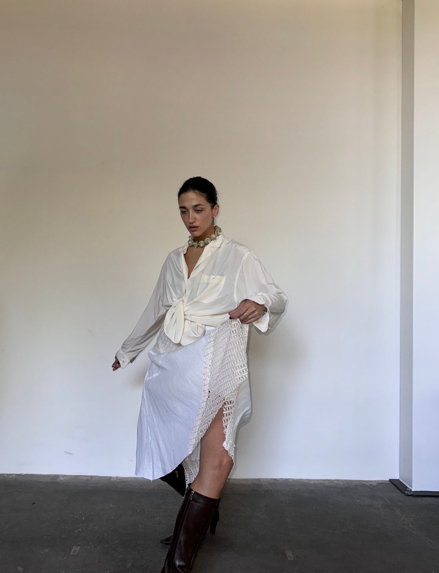 White linen skirt