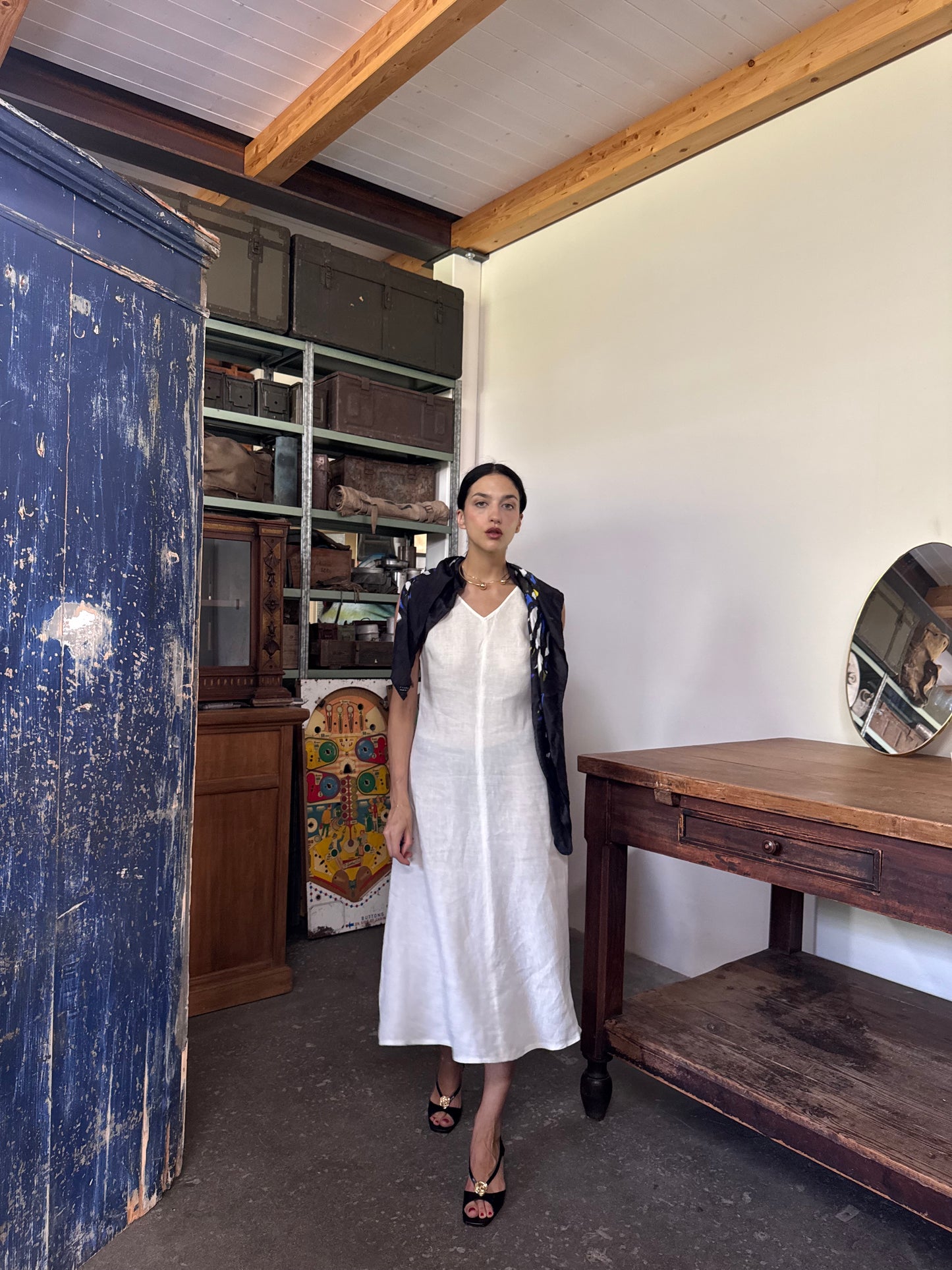 Necessario white linen dress