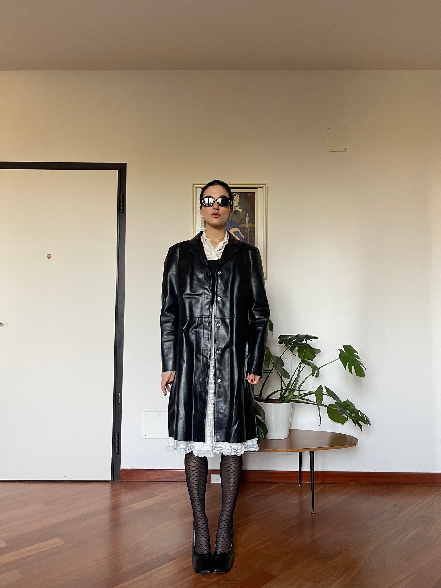 The leather coat