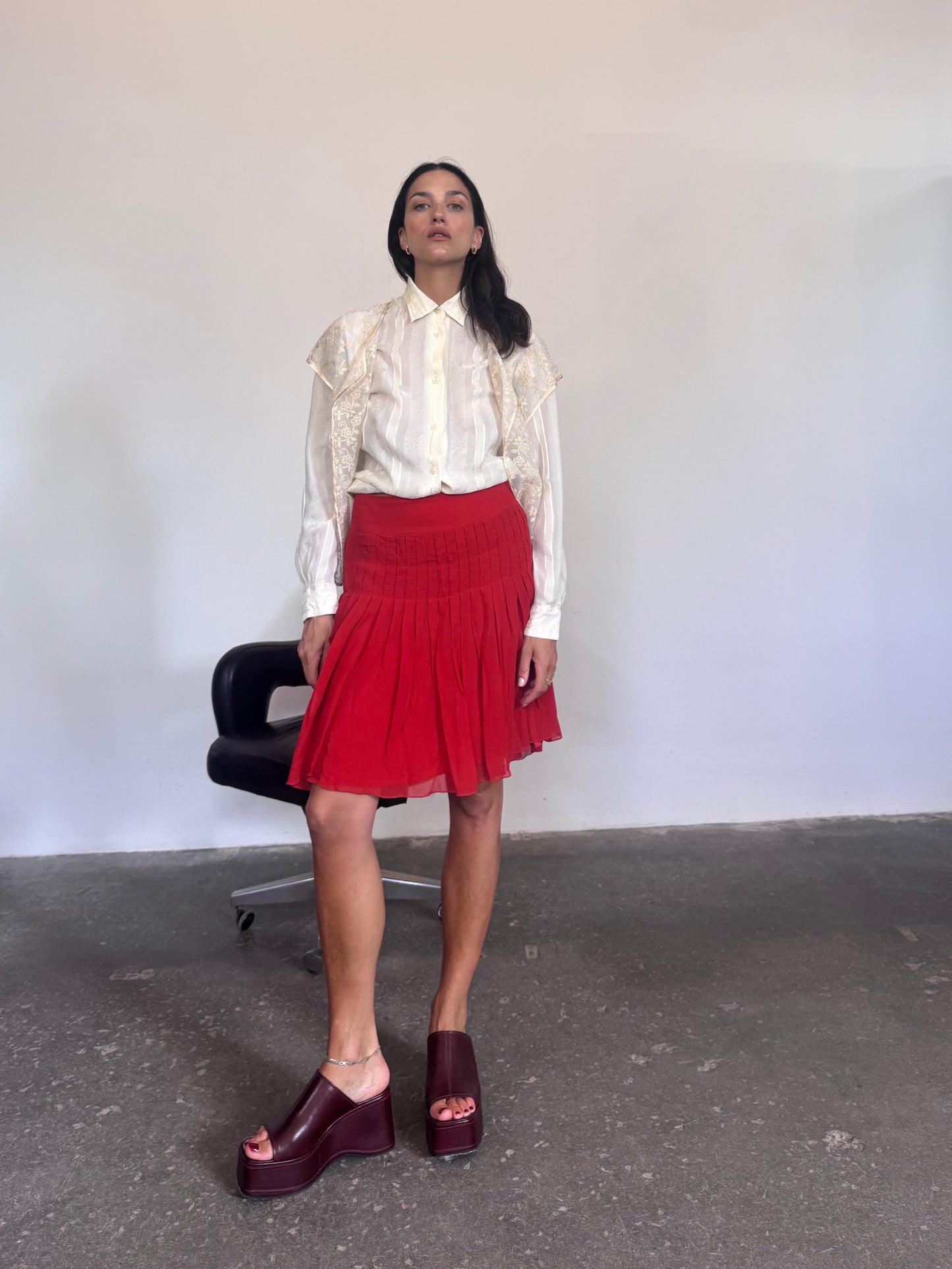Coral Silk skirt