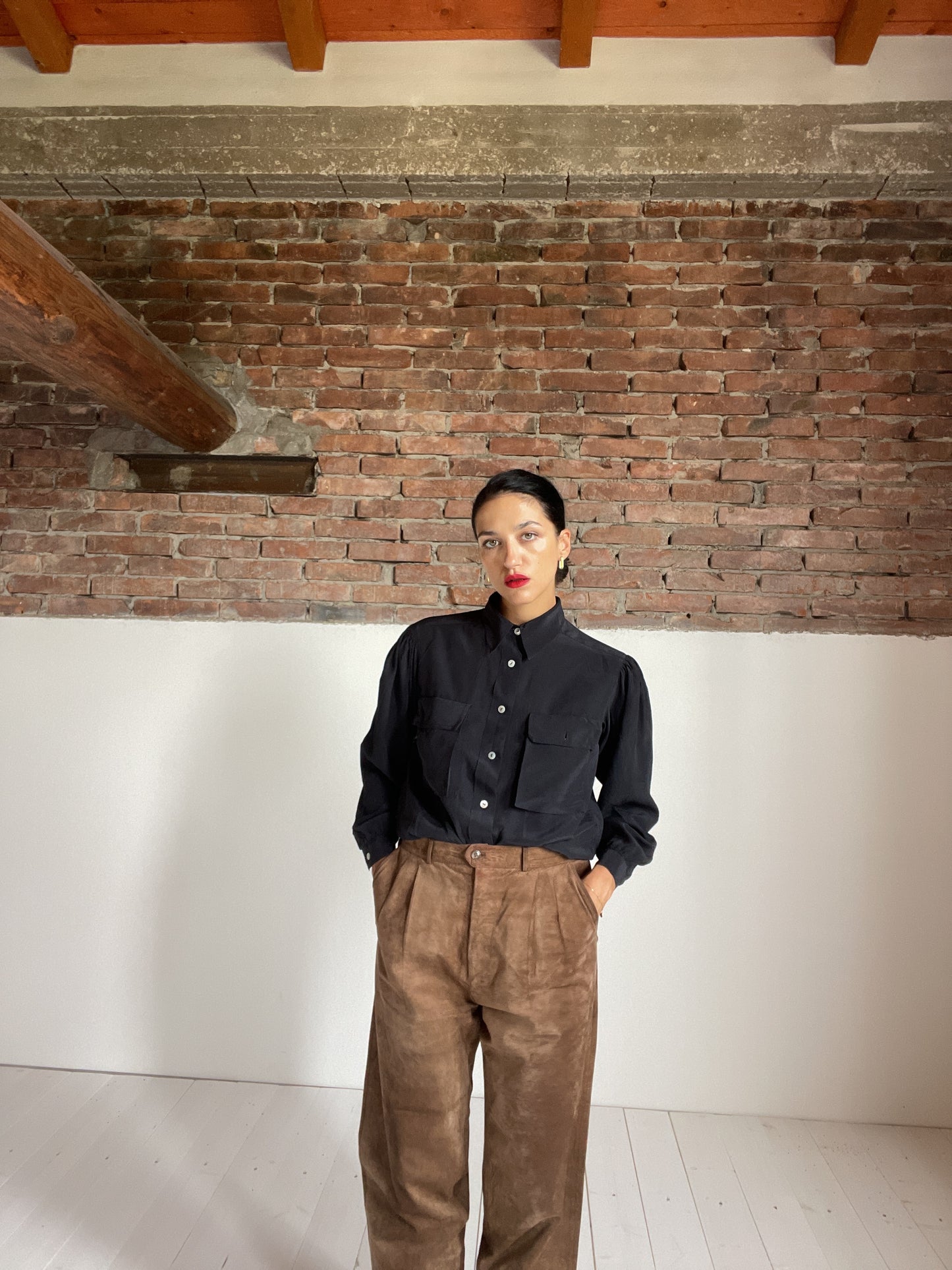Black silk shirt