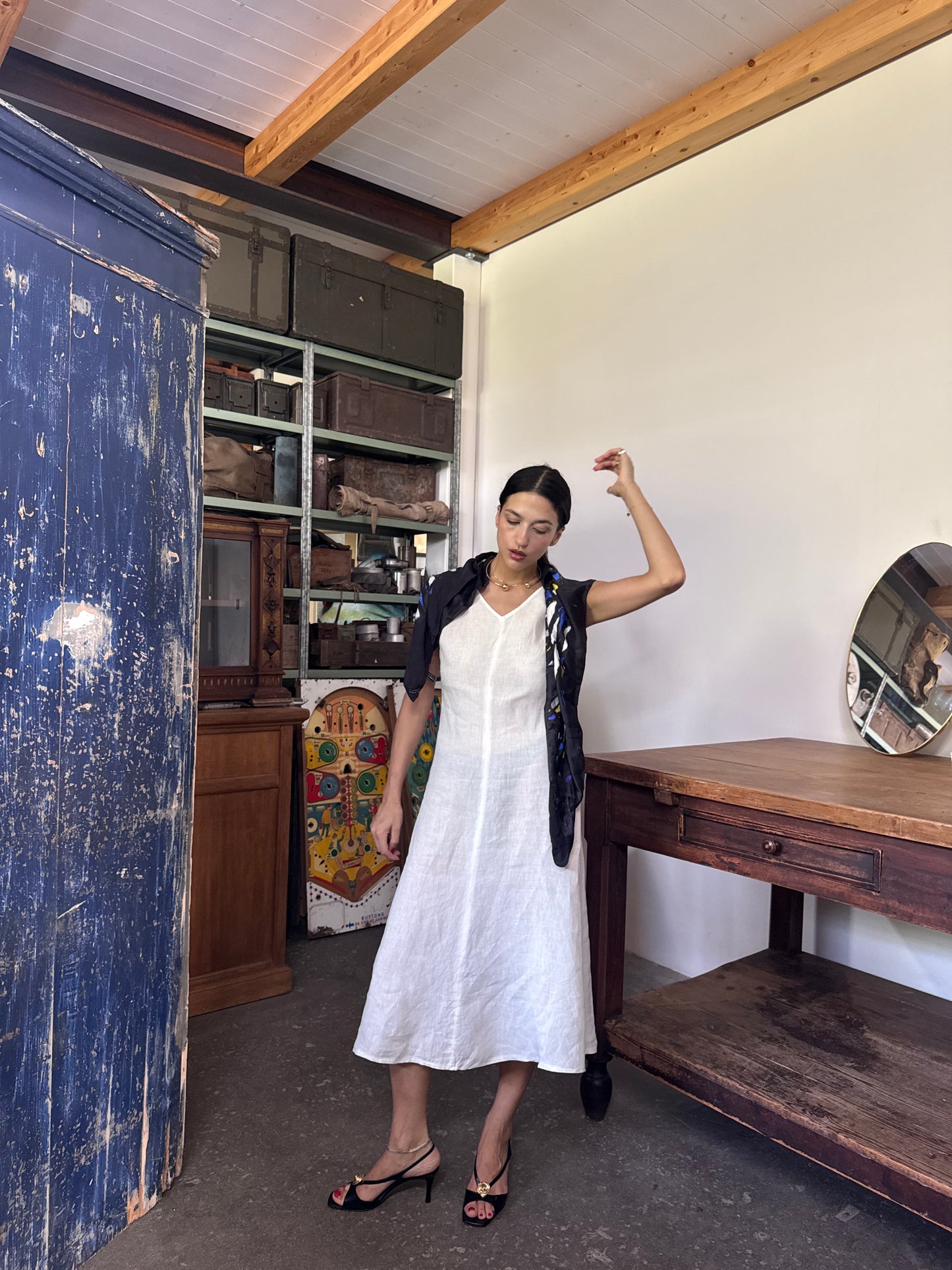 Necessario white linen dress