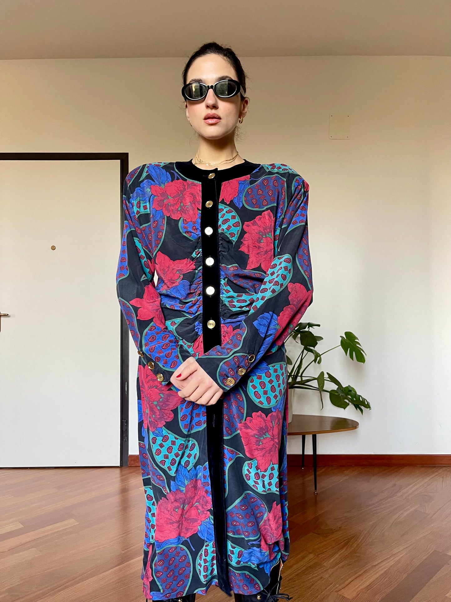 Roccobarocco silk & velvet dress
