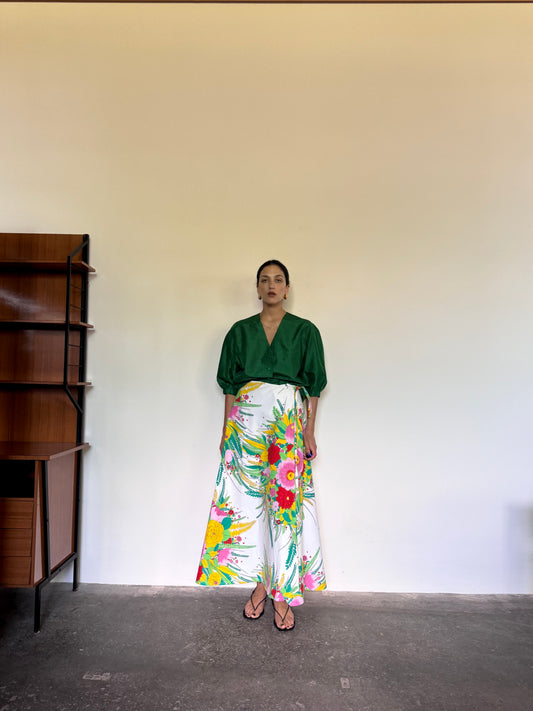 Cotton floral wraparound