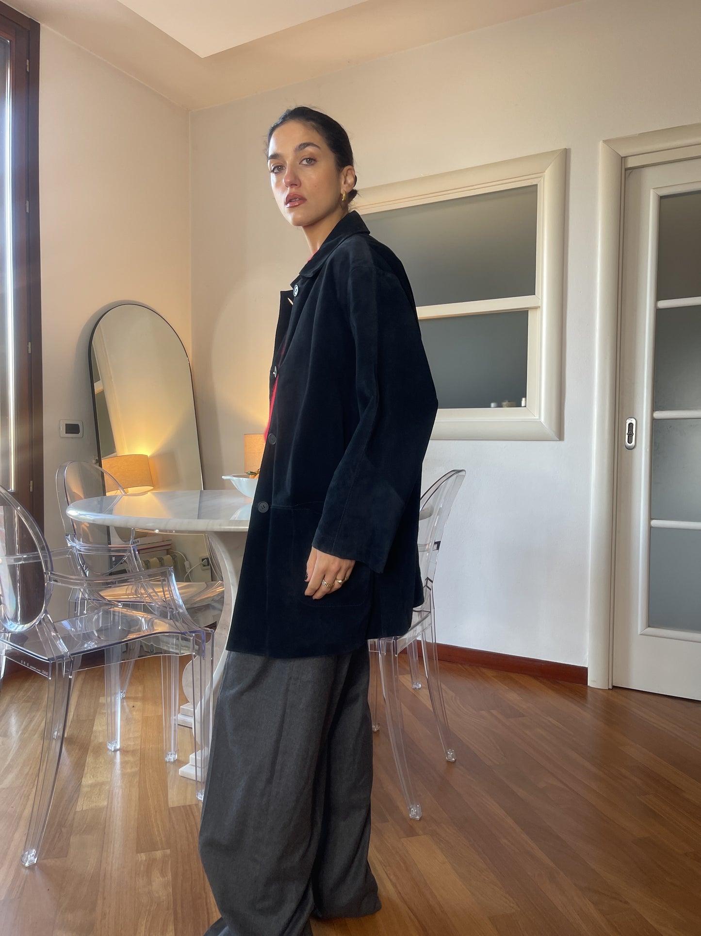 Deep blue suede jacket