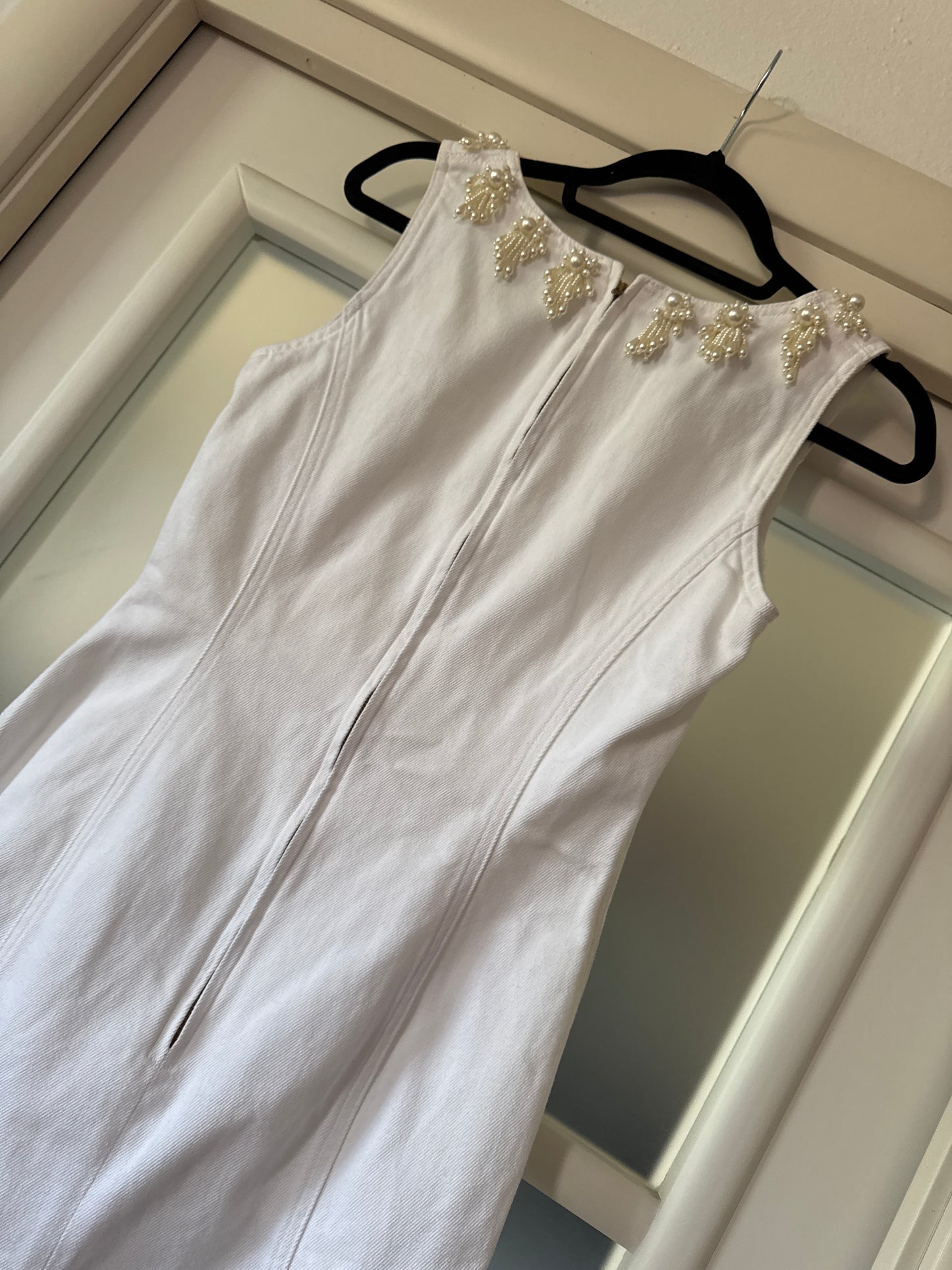 90s White denim precious dress