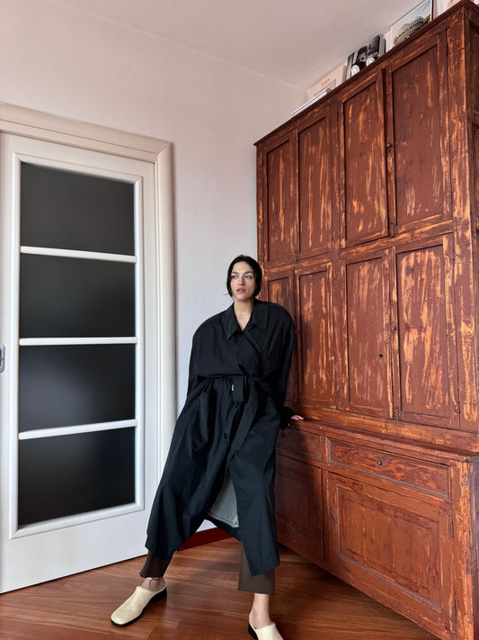 Dark blue trenchcoat