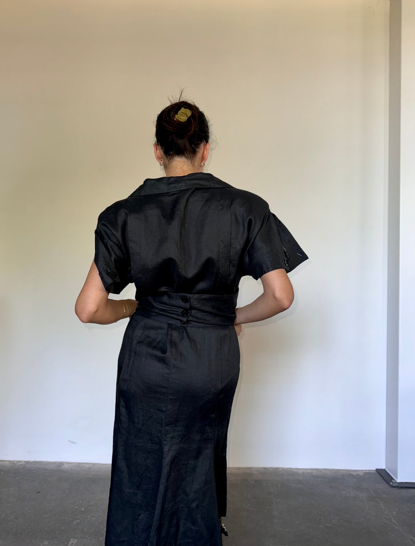 Black linen dress