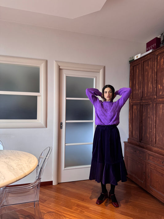 Purple velvet round skirt