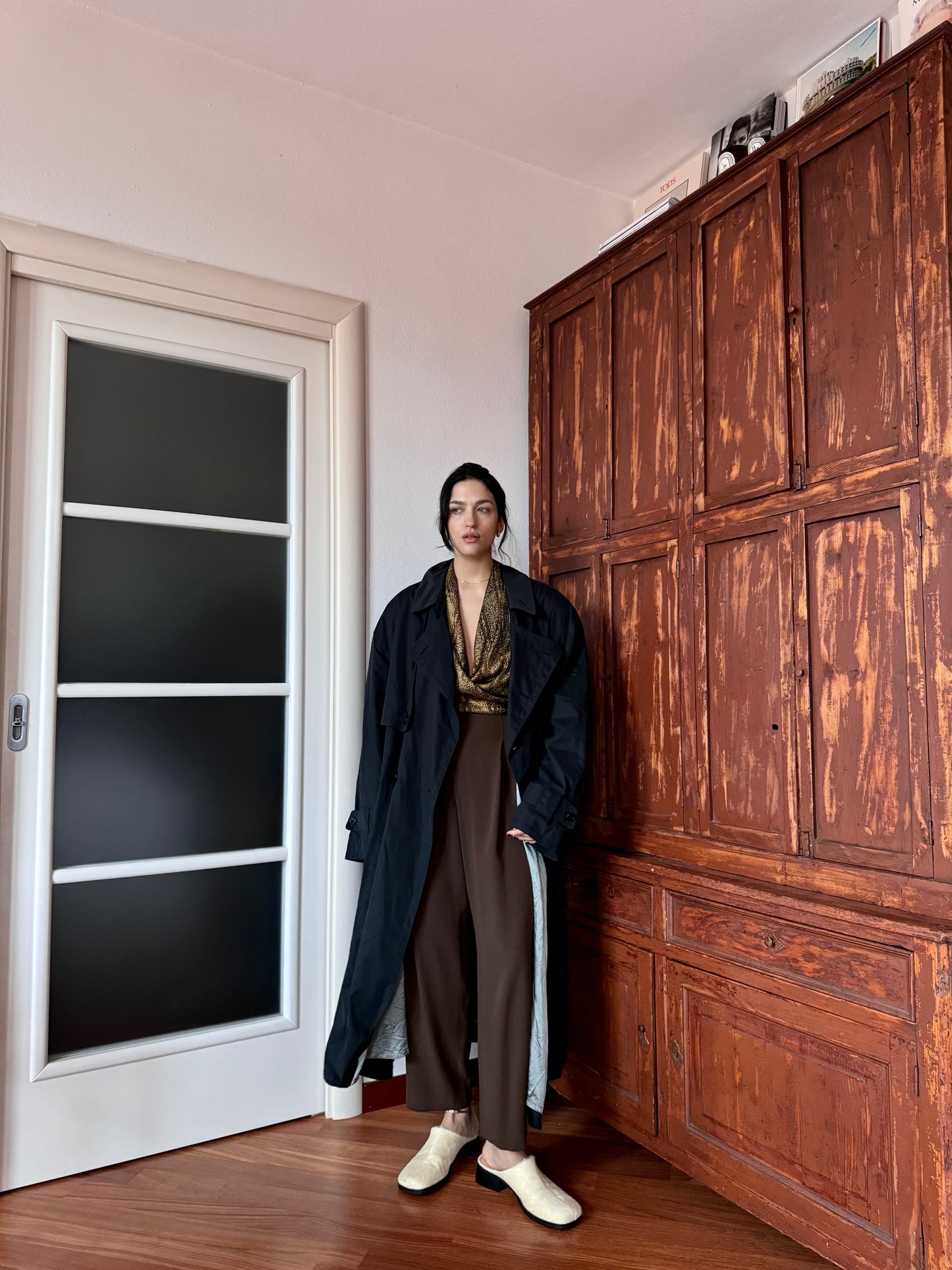 Dark blue trenchcoat