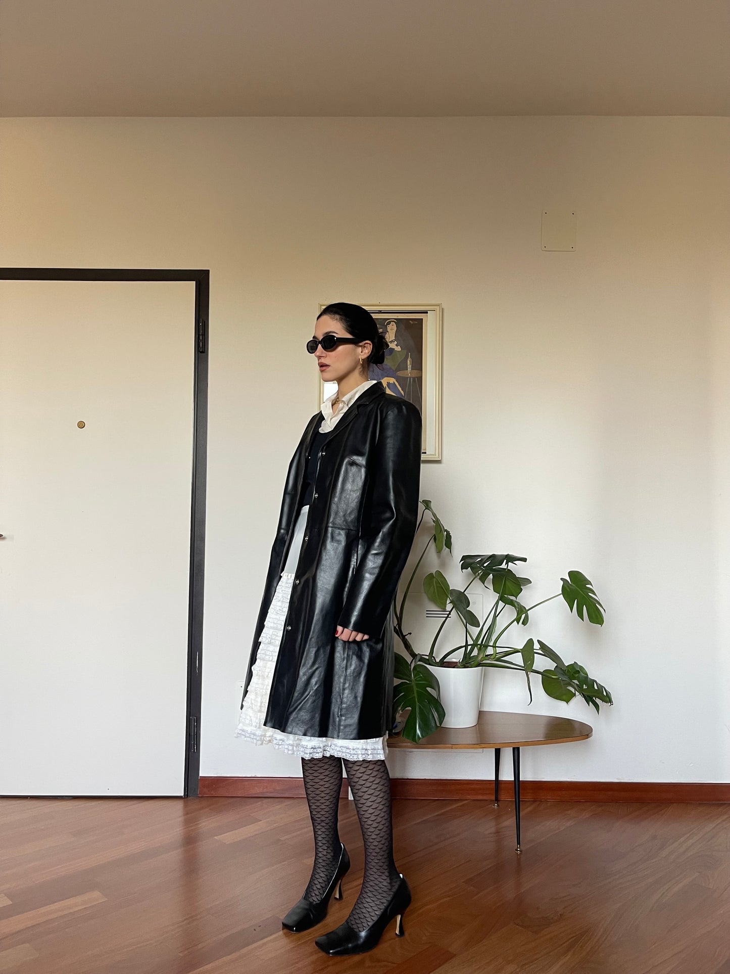 The leather coat