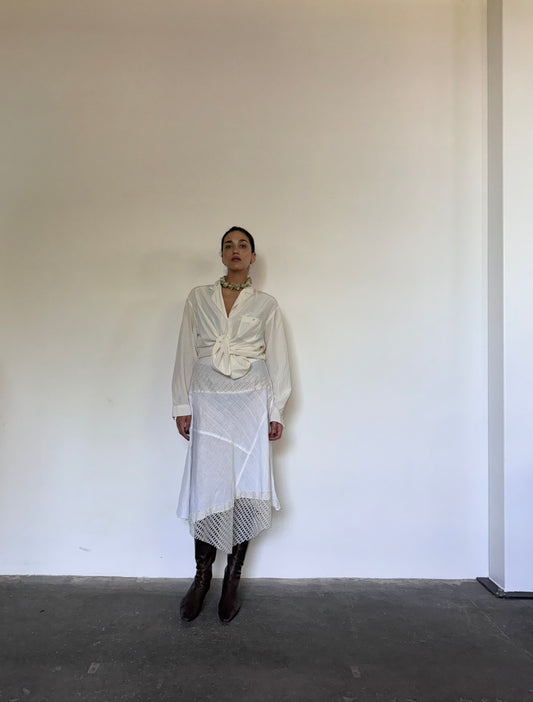 White linen skirt