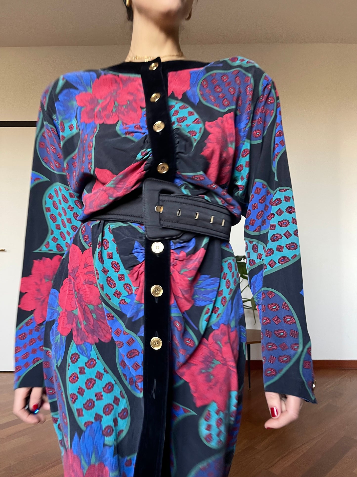 Roccobarocco silk & velvet dress