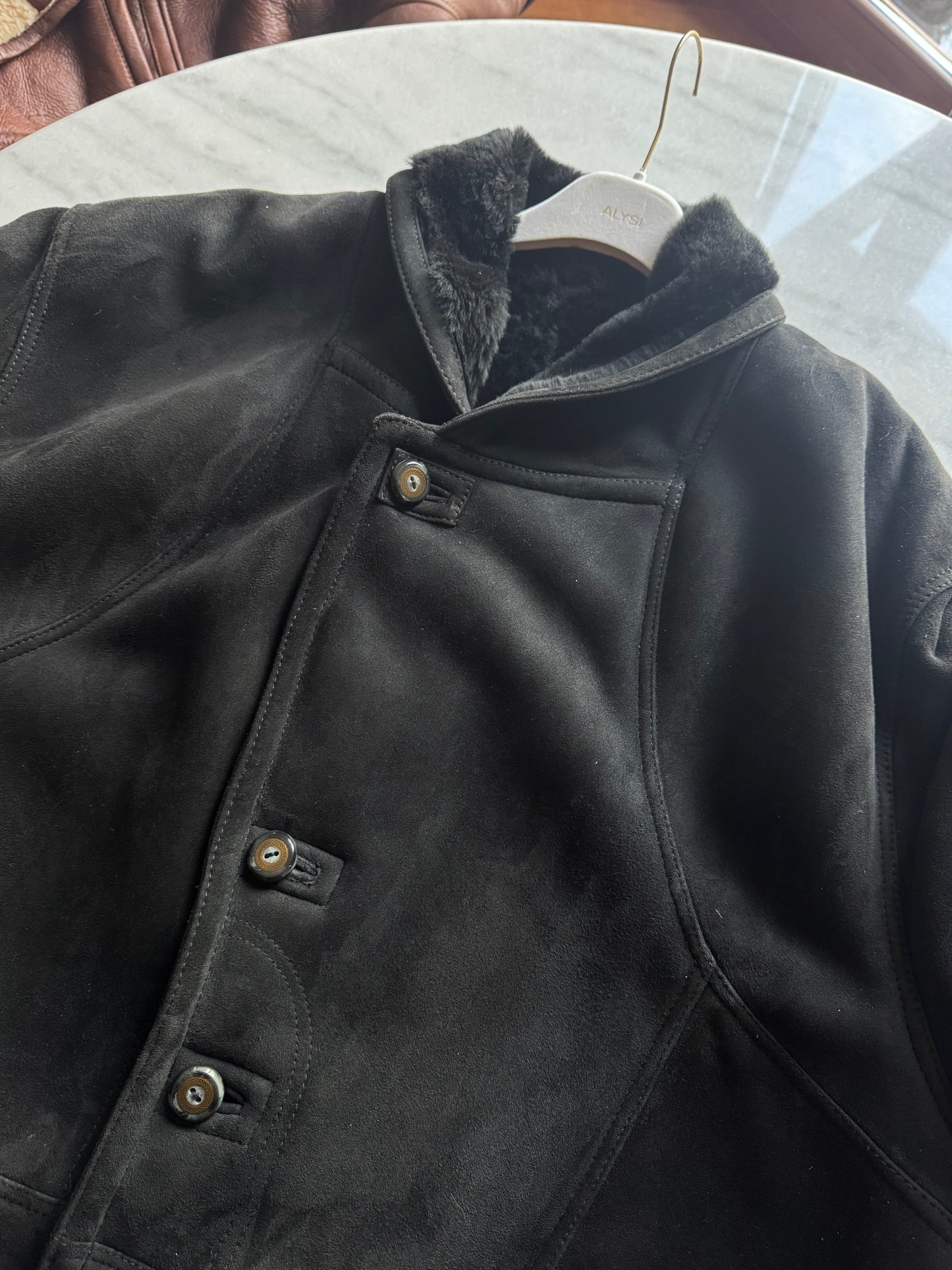 Black oversized original shearling