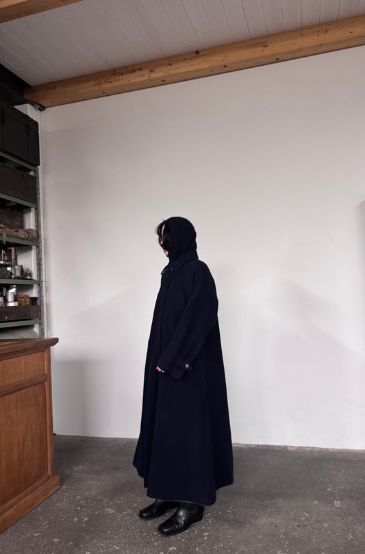 Dark blue princess wool coat