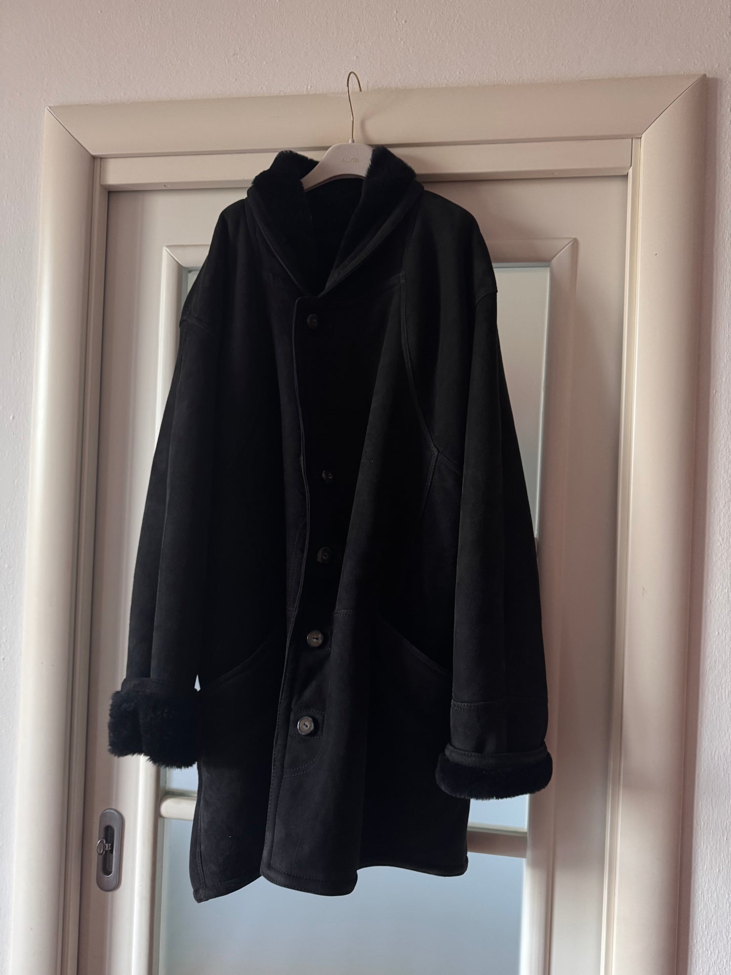 Black oversized original shearling