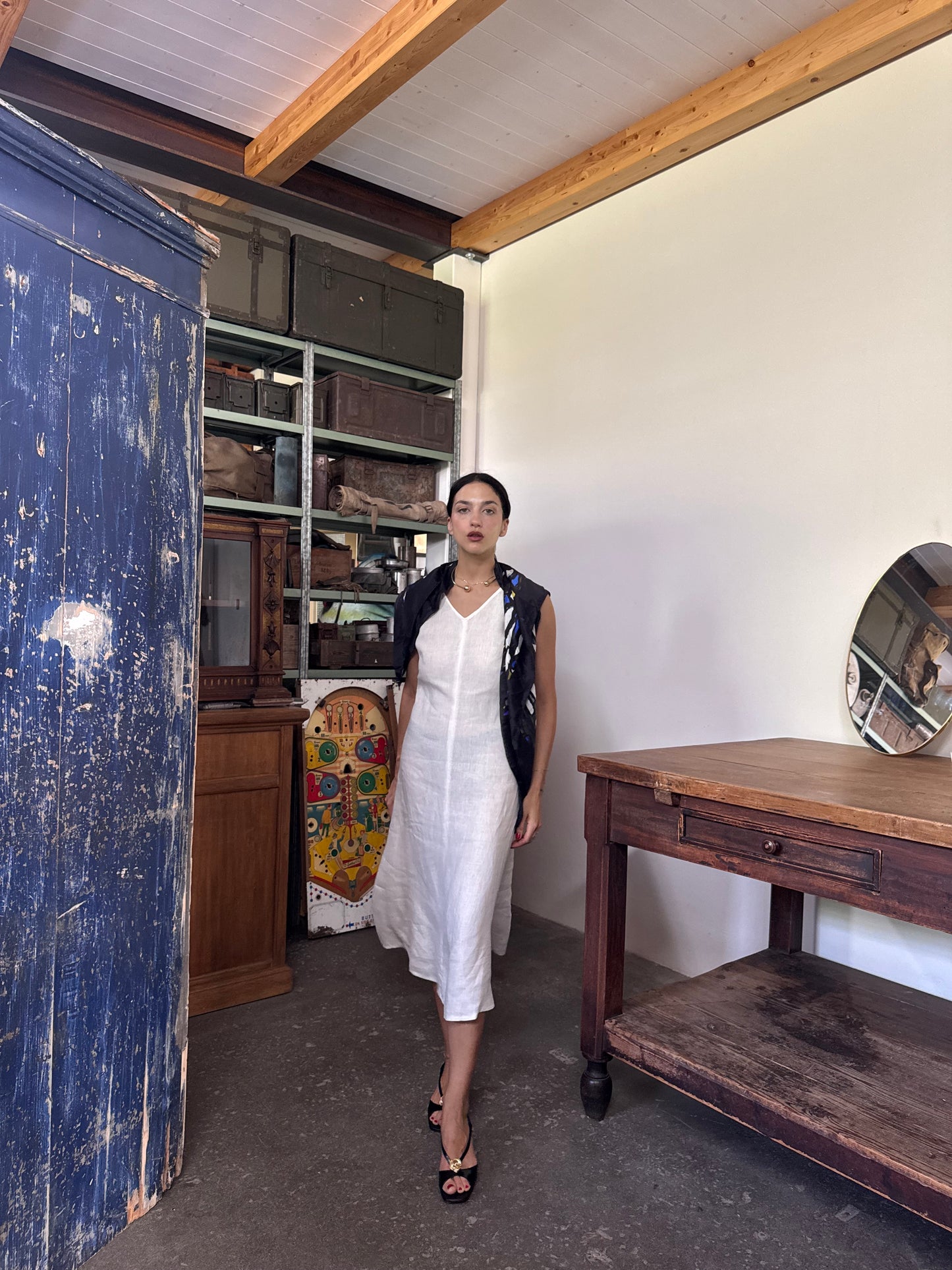 Necessario white linen dress