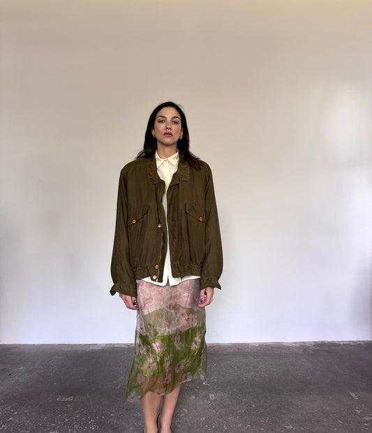 Verde bosco Silk bomber