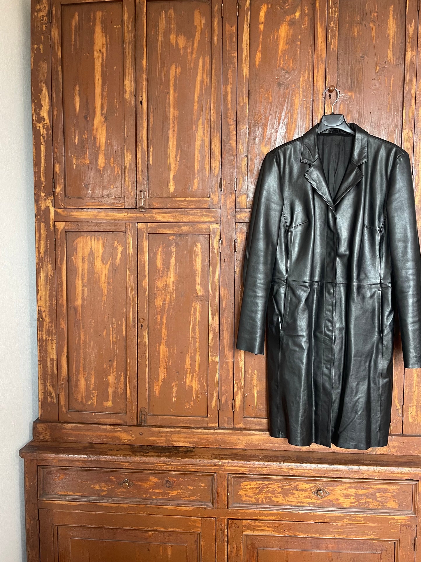 The leather coat