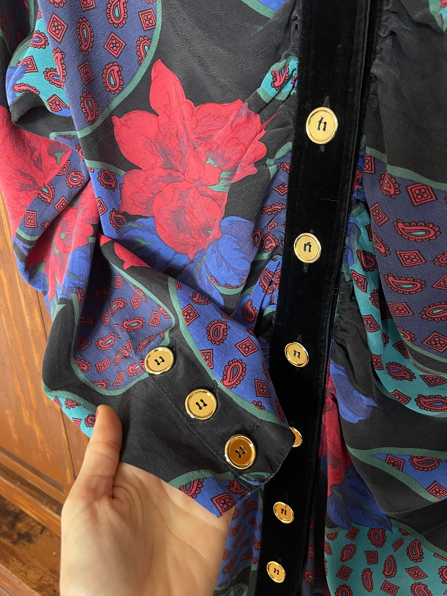 Roccobarocco silk & velvet dress