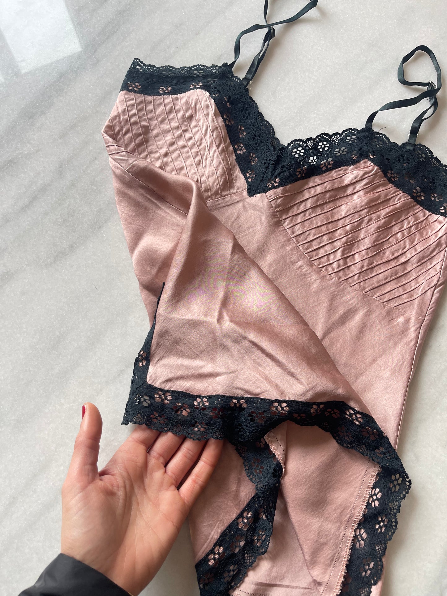 Silk and lace top