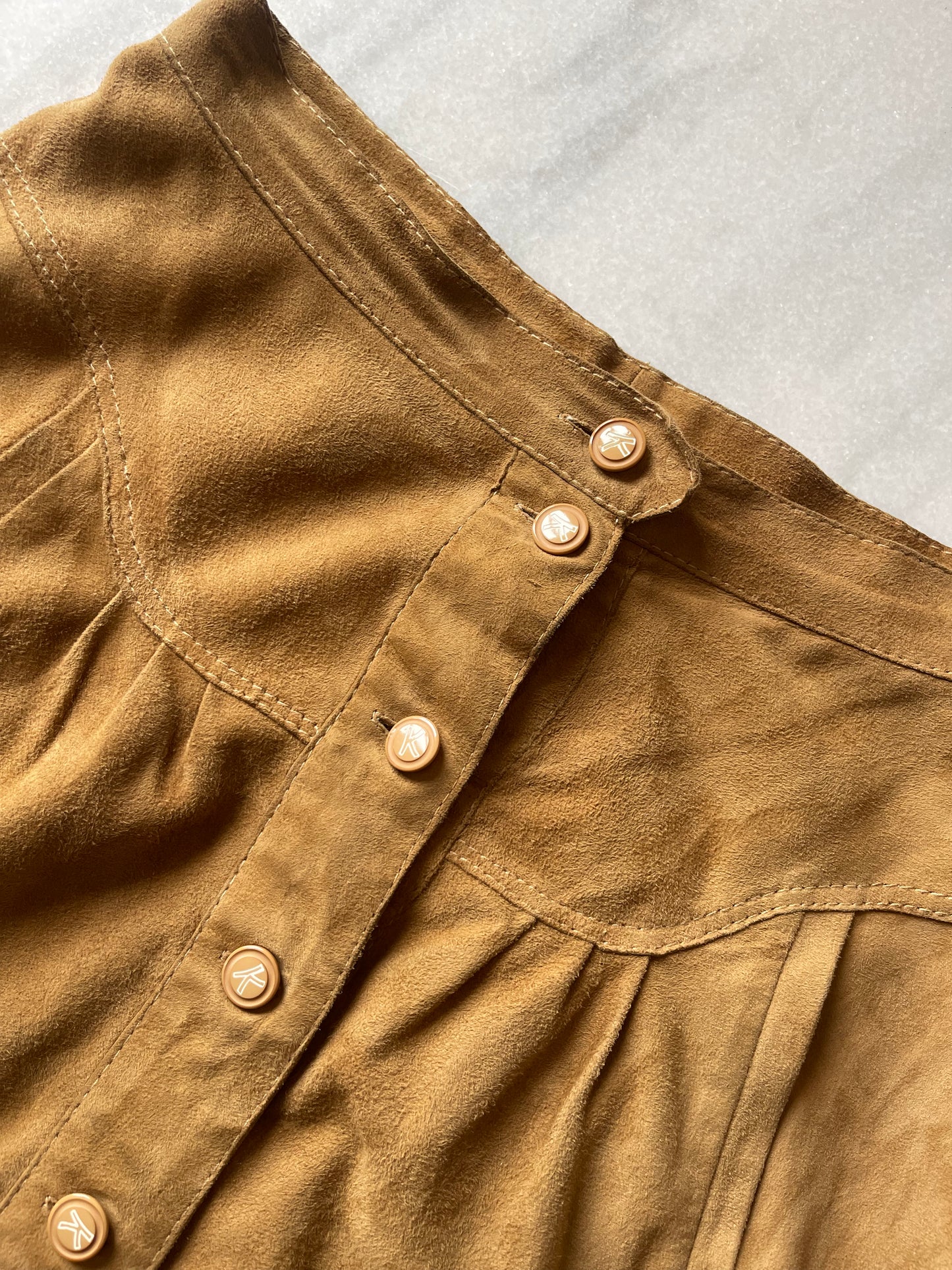 Suede midi skirt