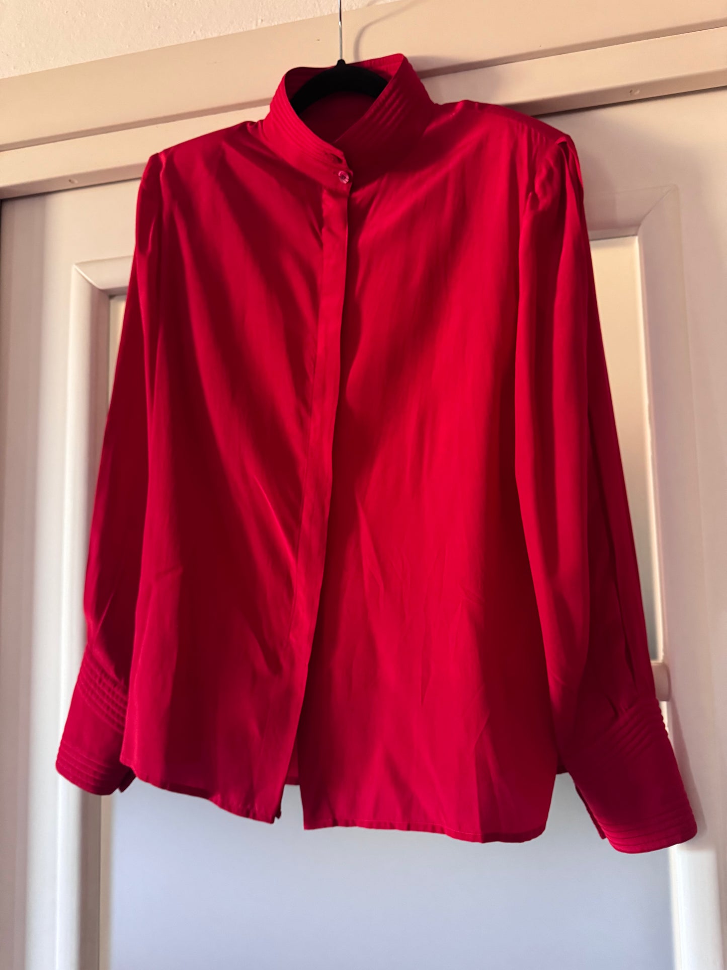 The cutest red silk shirt